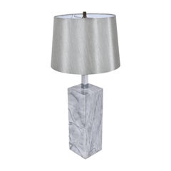Nessen Style Gray Marble Table Lamp with Chrome Neck