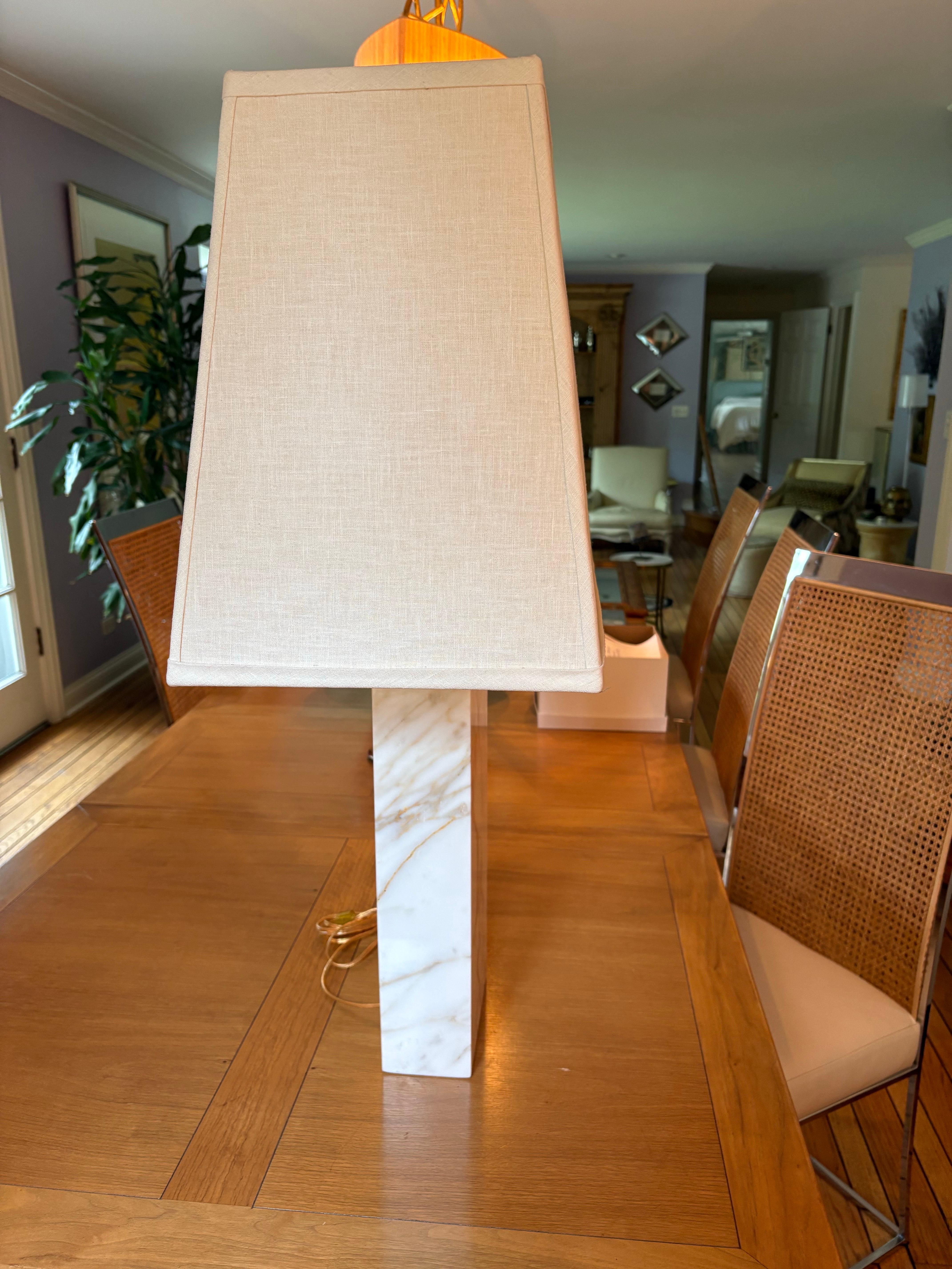 This is a very heavy wonderful marble vintage lamp made by Nessen lamp company of New York probably from 1970-80s  in great condition 