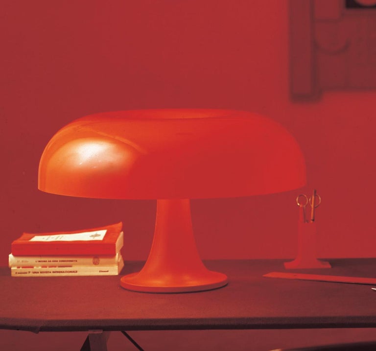 Mid-Century Modern 'Nessino' Table Lamp by Giancarlo Mattioli for Artemide in Orange For Sale