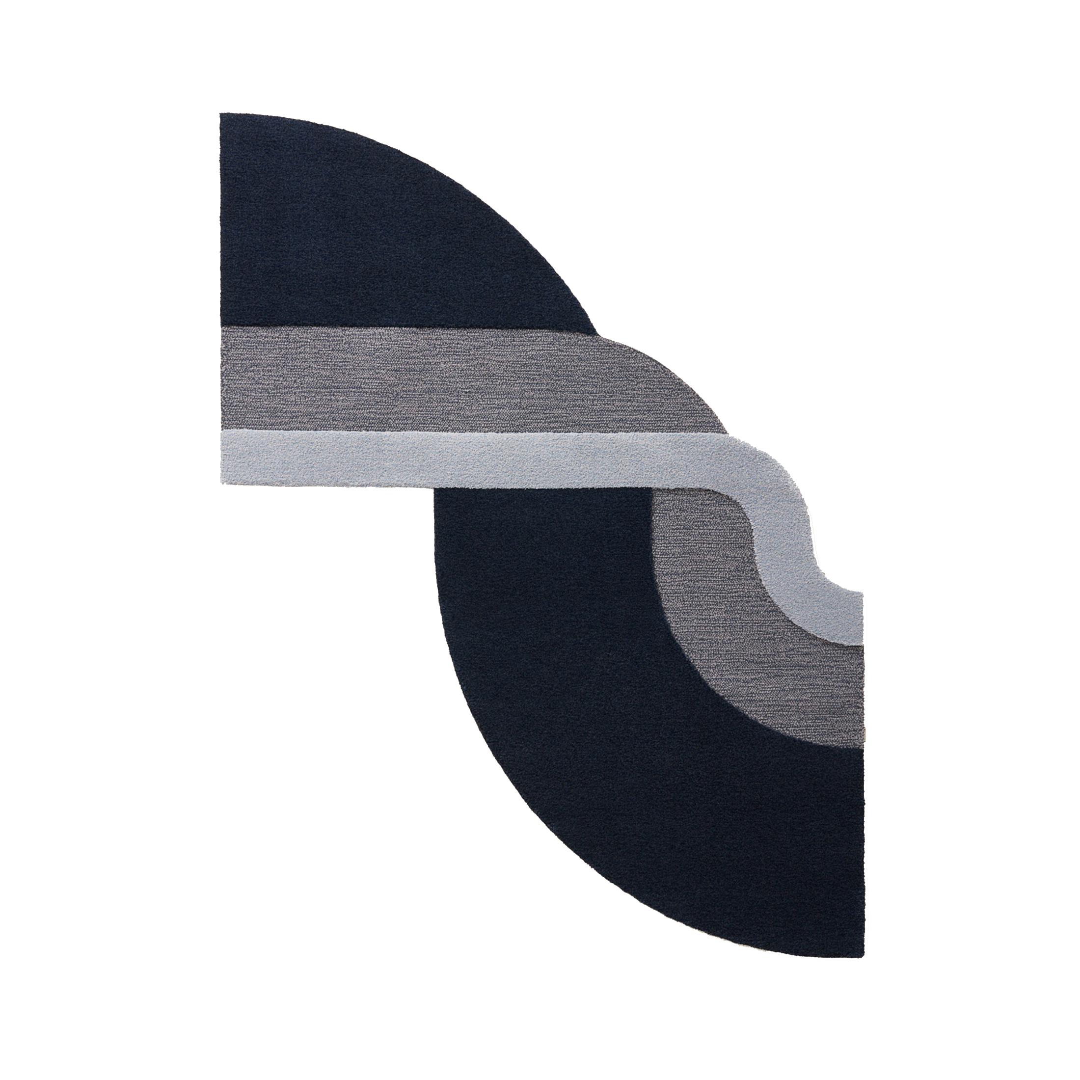 Contemporary Nesso Due Rugs - Made in Europe - Gray-Blue - wool For Sale