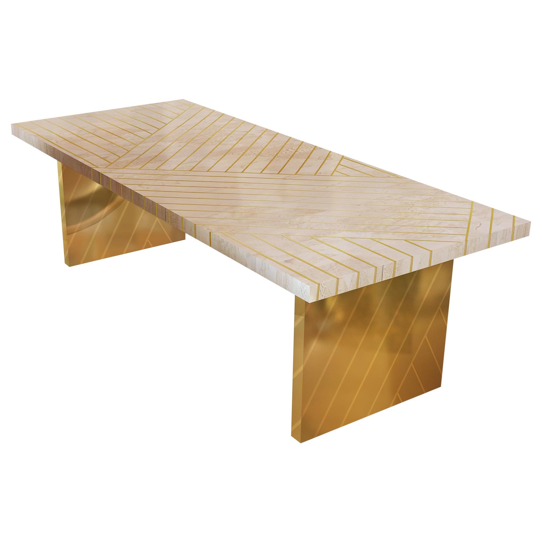 Nesso Small Dining Table with Brass Inlay by Matteo Cibic