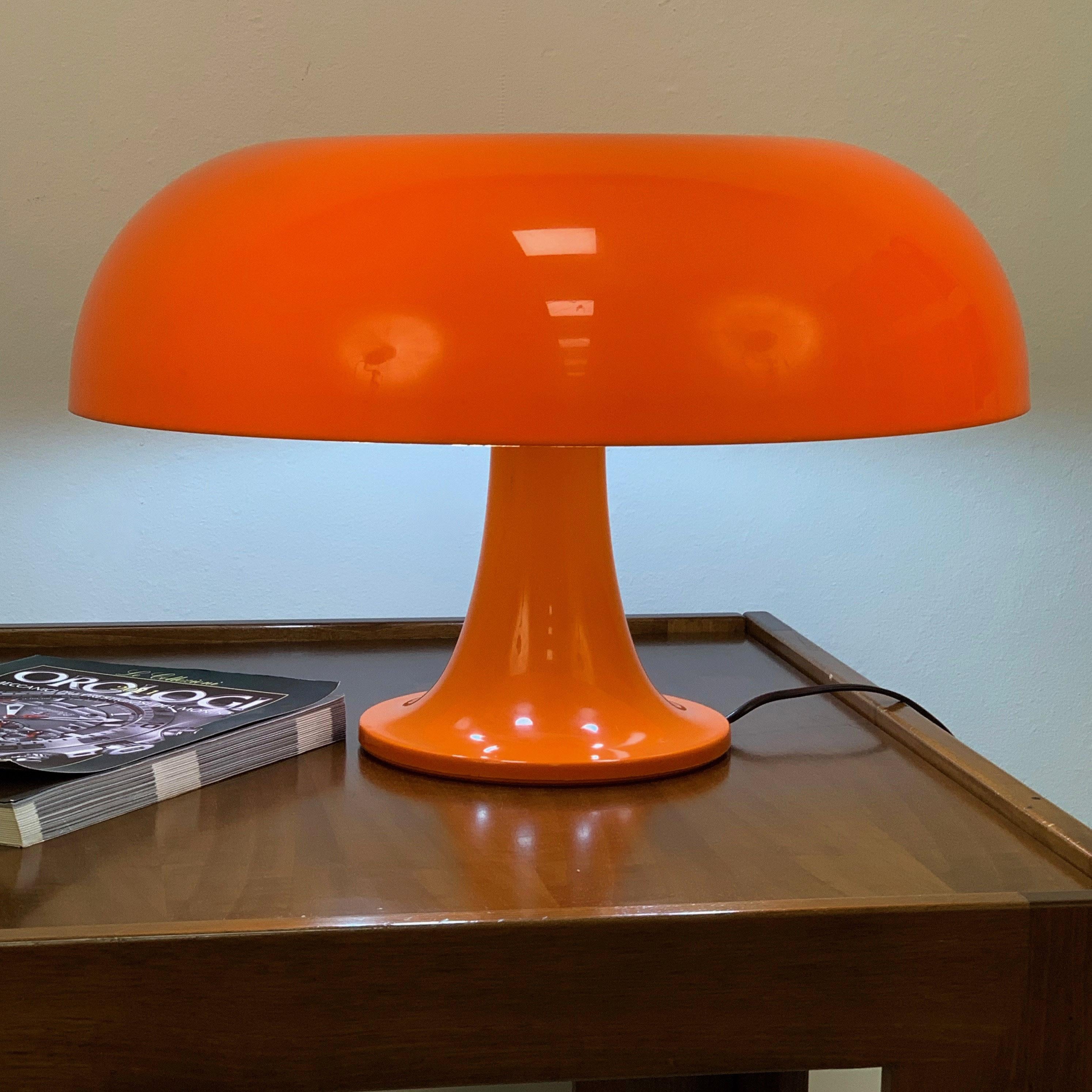 Plastic Nesso Table Lamp in Orange Color by Giancarlo Mattioli for Artemide, Italy 1960s