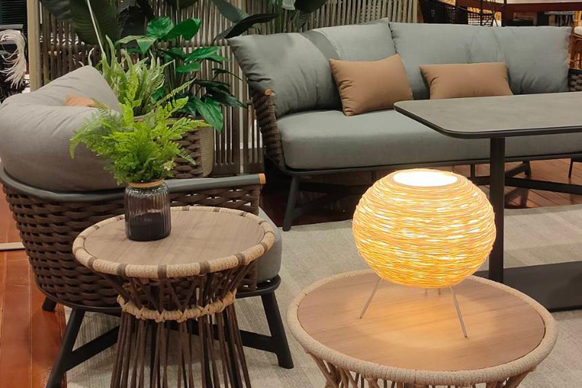 Hand-Woven Nest by Ango, Handcrafted Rattan Table Lamp For Sale
