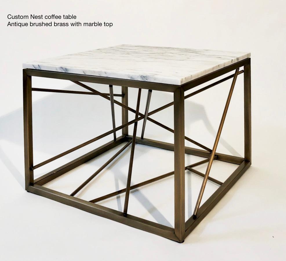 Table basse Nest de Morgan Clayhall, sculpturale, acier, verre, personnalisée Neuf - En vente à Toronto, CA