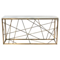 Consolle Nest di Morgan Clayhall, Acciaio, Marmo, Base scultorea, Ottone antico
