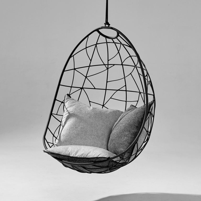 Nest Egg Hanging Swing Chair Steel Modern In/Outdoor 21st Century Black