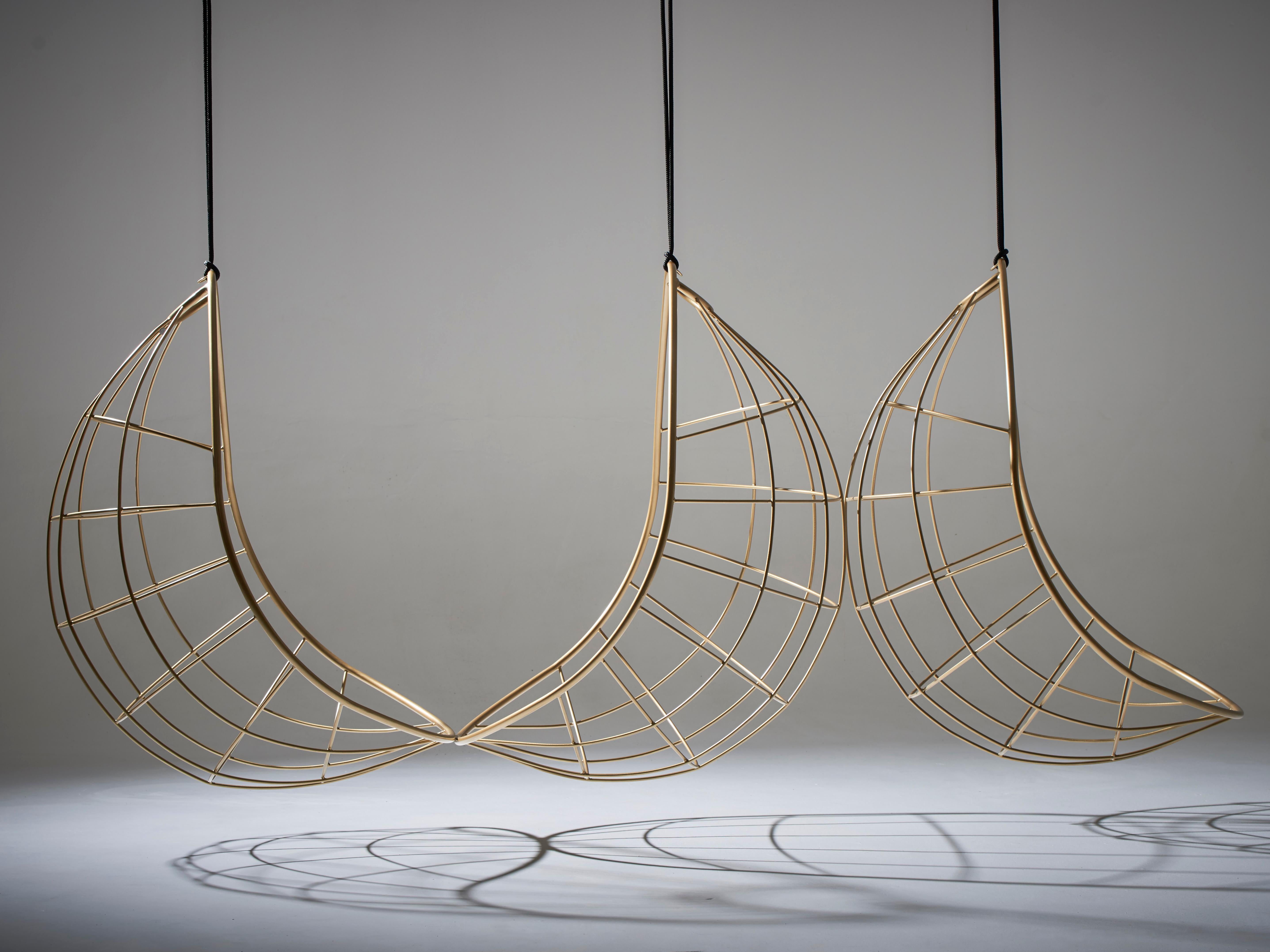 Hänge-Schwing-Swing-Stuhl aus Stahl, modern, für den Innen- und Außenbereich, 21. Jahrhundert, Gold (Geschweißt) im Angebot