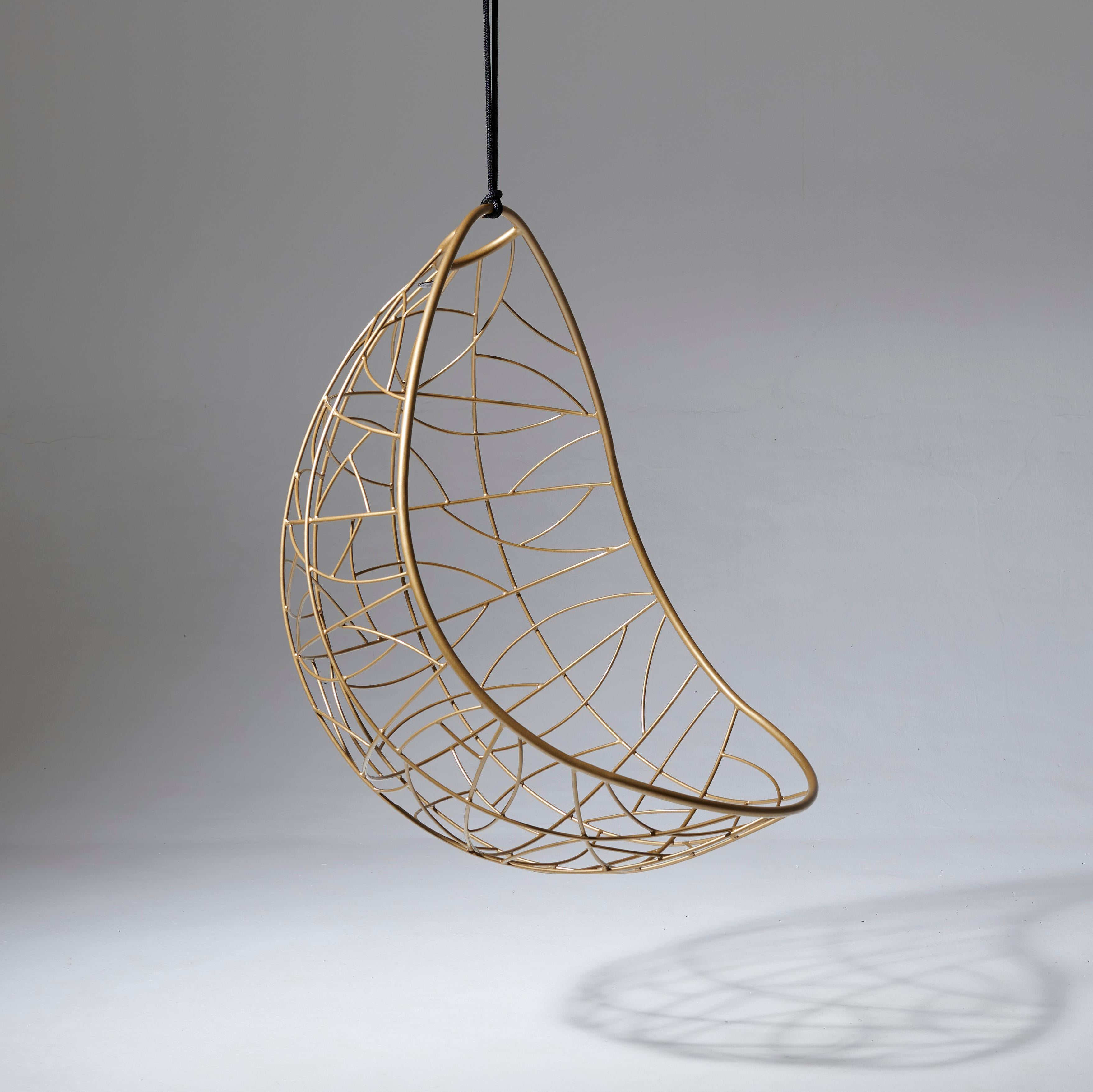 Nest Egg Hanging Swing Chair Steel Modern In/ Outdoor 21st Century Gold Twig 1