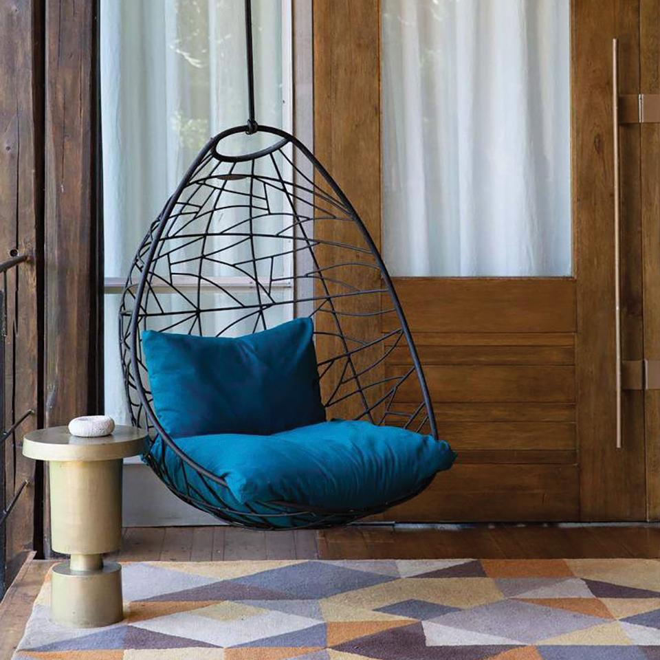 Nest Egg Hanging Swing Chair Steel Modern In/ Outdoor 21st Century Gold Twig 3