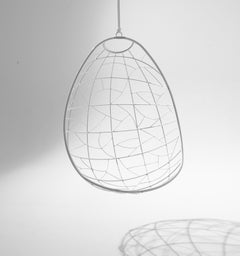 Nest Egg Hanging Swing Chair Steel Modern In/Outdoor 21st Century White Twig