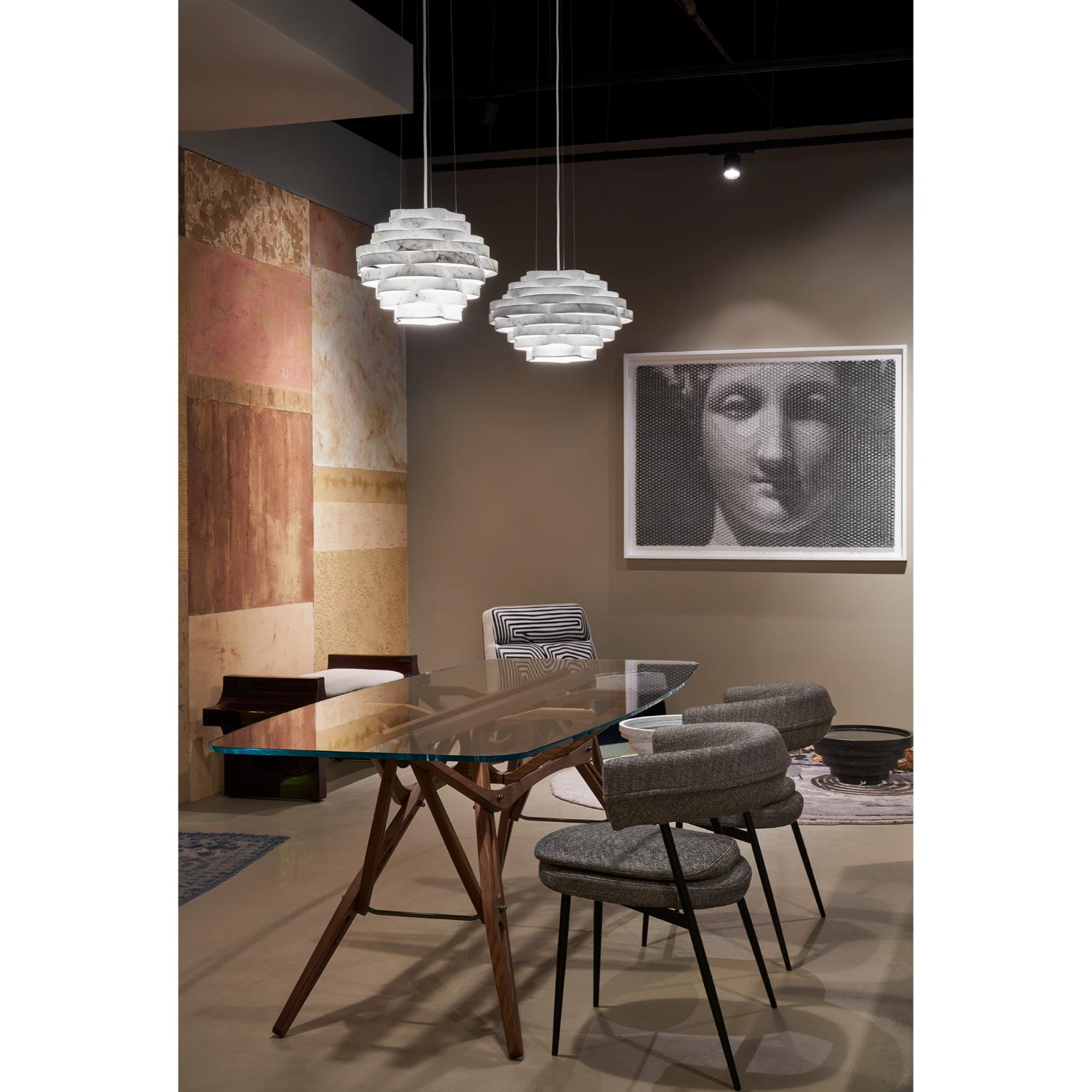 Nest LN1 Decorative Hanging Lamp in White Carrara Marble by Bufalini Marmi For Sale 5