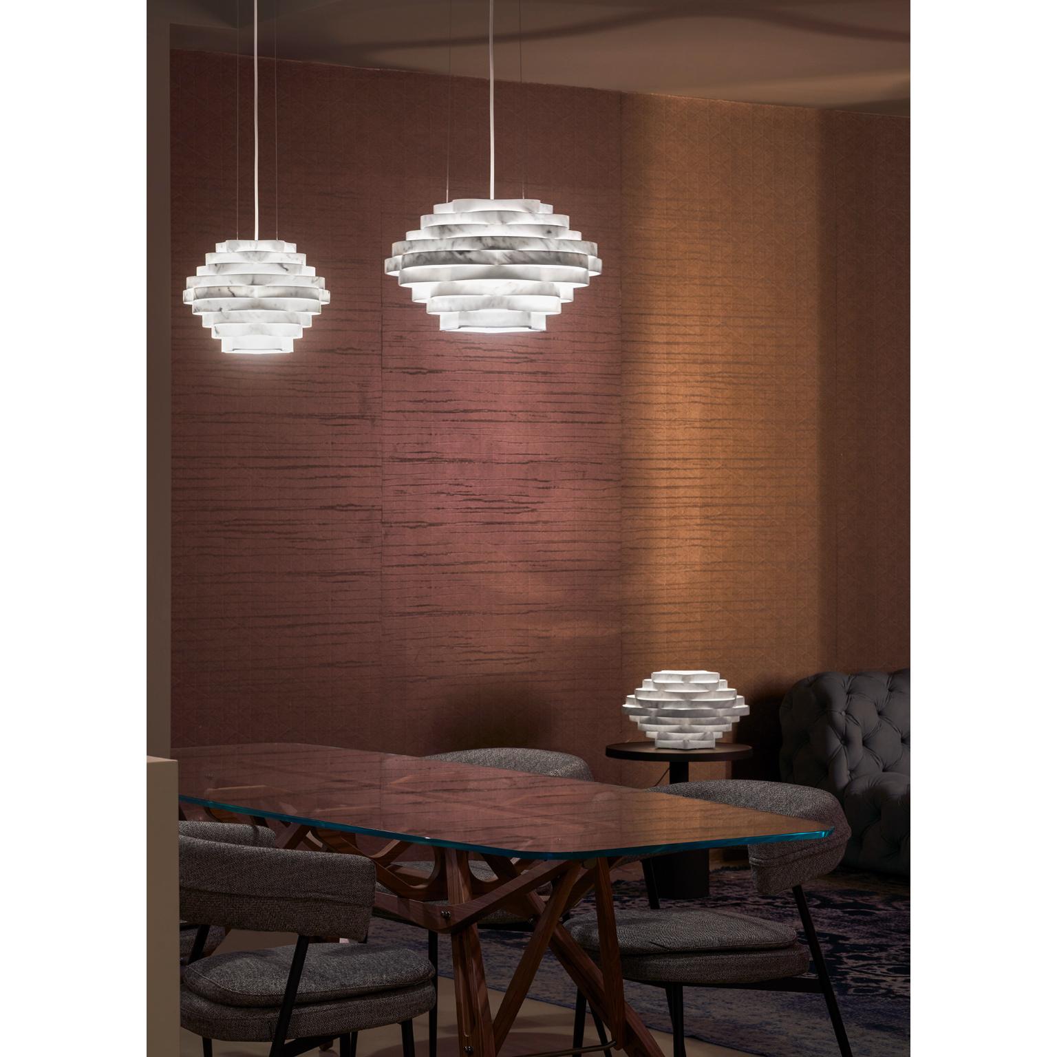 Nest LN1 Decorative Hanging Lamp in White Carrara Marble by Bufalini Marmi For Sale 6