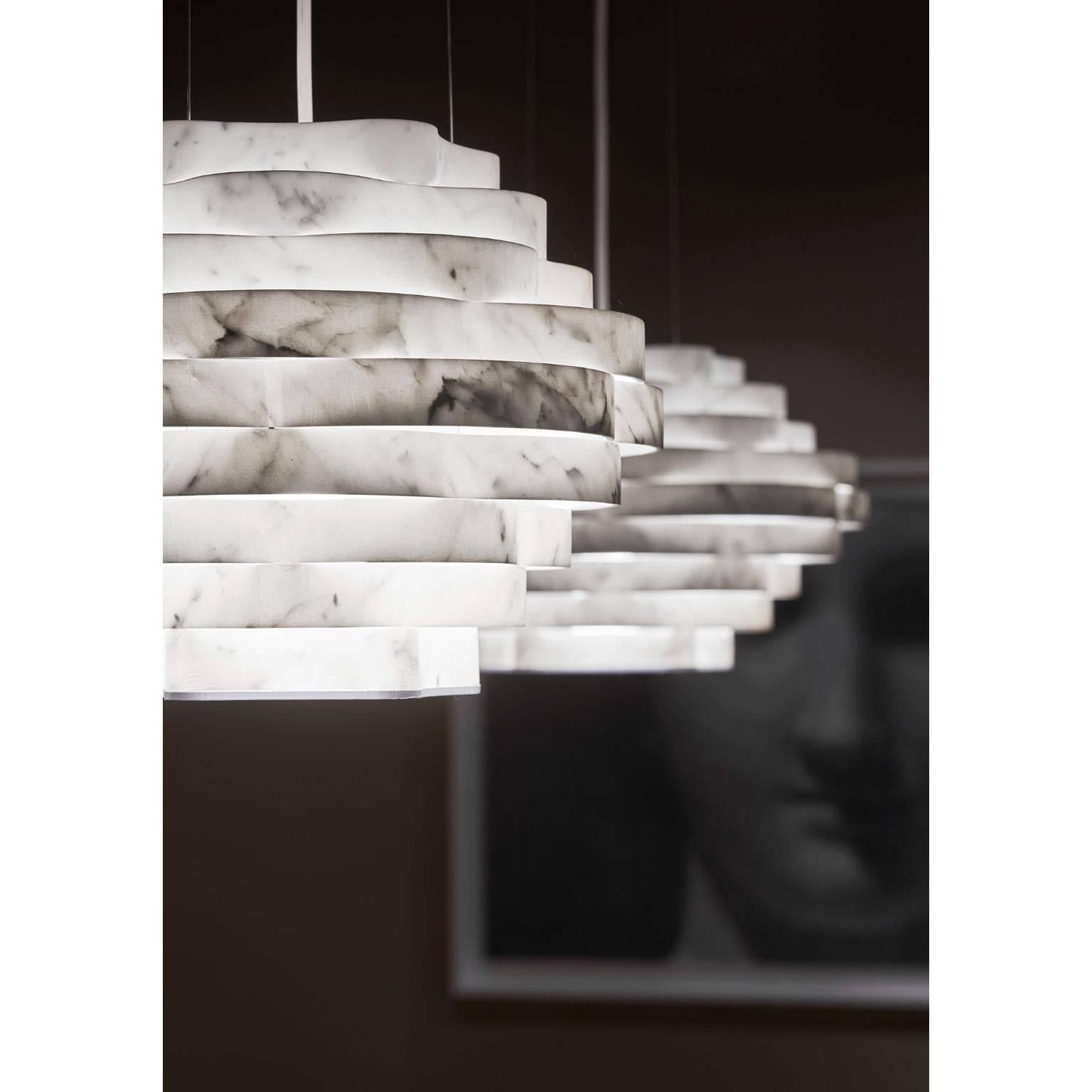 Modern Nest LN1 Decorative Hanging Lamp in White Carrara Marble by Bufalini Marmi For Sale