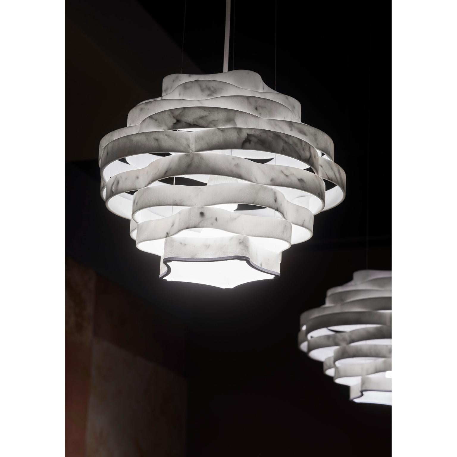 Other Nest LN1 Decorative Hanging Lamp in White Carrara Marble by Bufalini Marmi For Sale