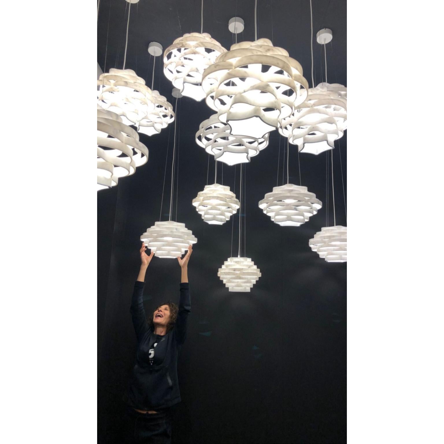 Contemporary Nest LN3 Decorative Hanging Lamp in White Carrara Marble by Bufalini Marmi For Sale