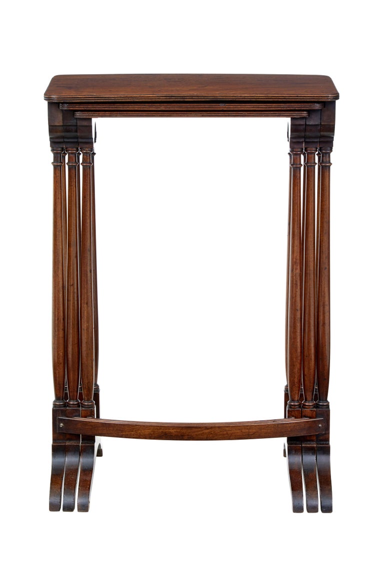 English Nest of 3 19th Century Victorian Mahogany Nesting Tables For Sale