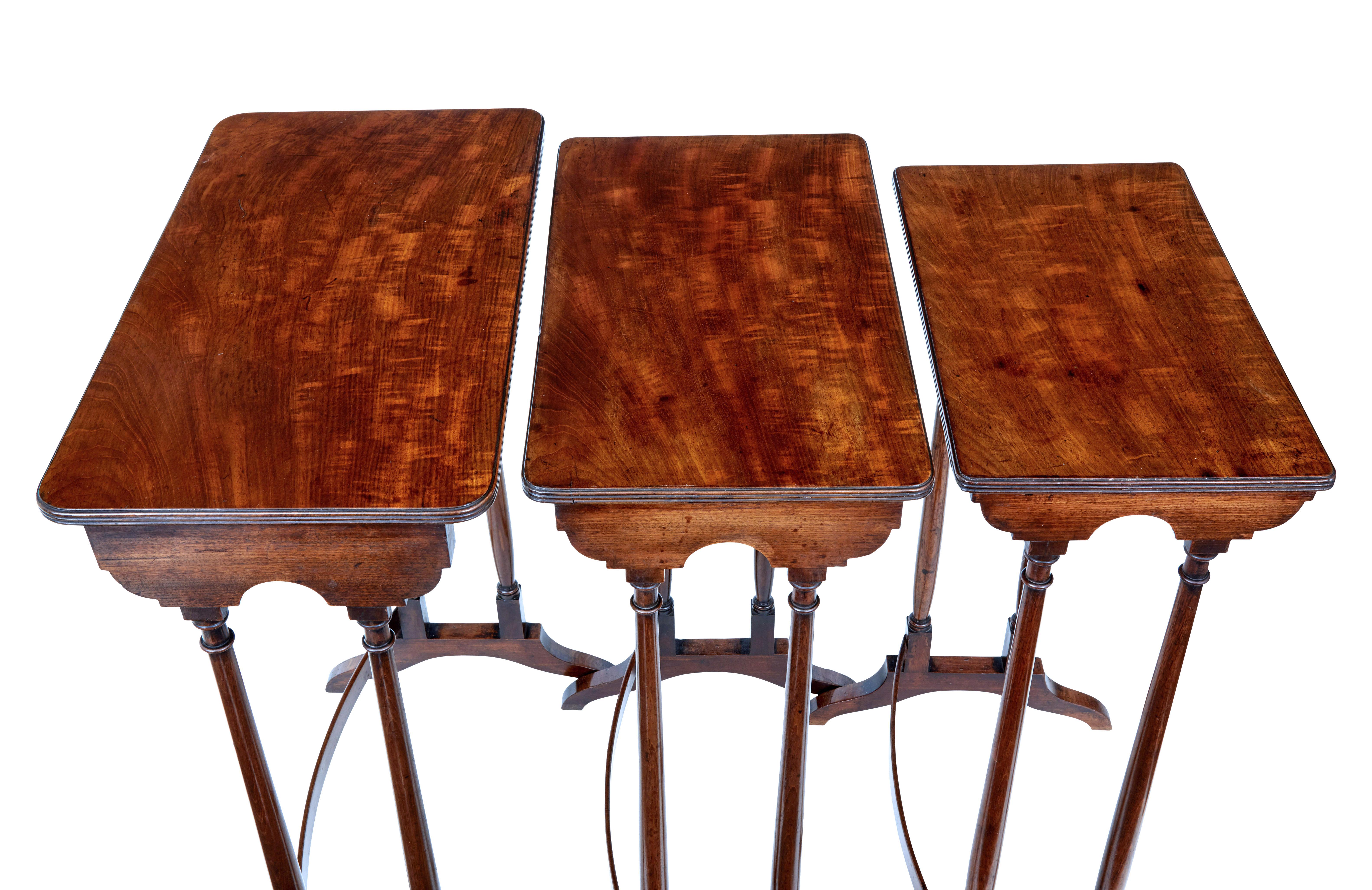 High Victorian Nest of 3 19th Century Victorian Mahogany Nesting Tables