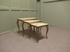 Nest of 3 Brass and Marble Topped Tables This is a very attractive set