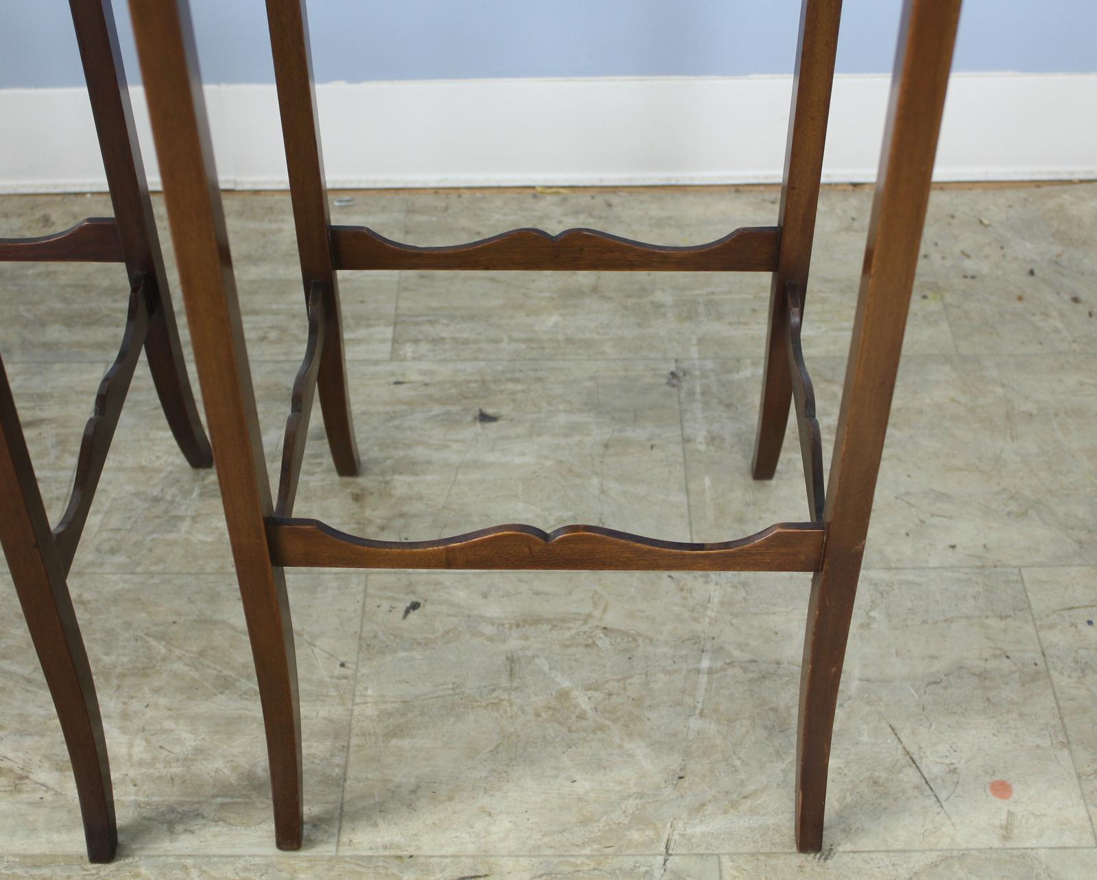 Nest of 3 English Mahogany Tables For Sale 4