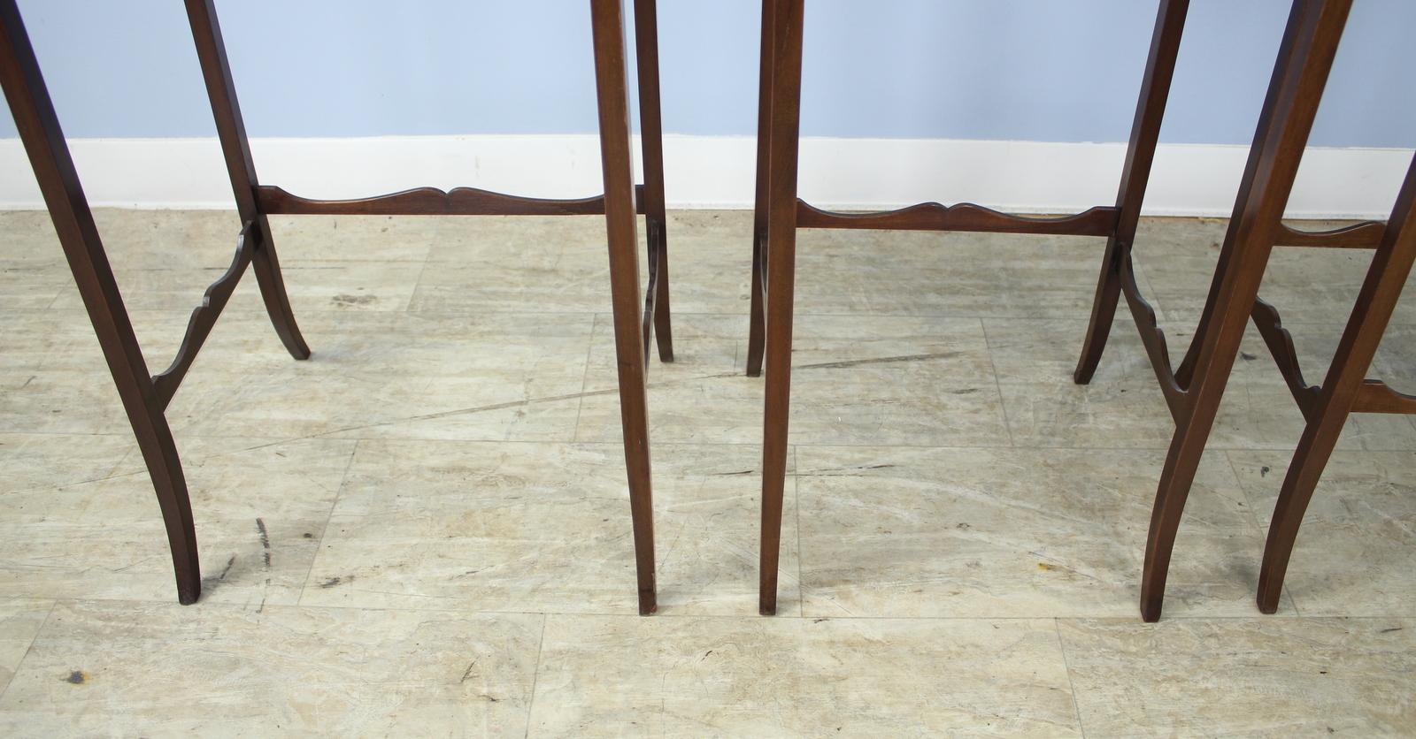 Nest of 3 English Mahogany Tables For Sale 5