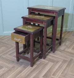 Nest of 3 Lacquered Painted Chinoiserie Tables This is a Good-looking set