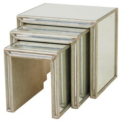 Nest of 3 mirrored occasional tables