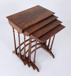 Nest of 4 Figured Mahogany English Side Tables