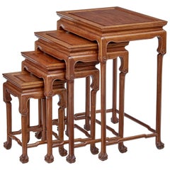 Nest of 4 Hardwood Chinese Tables by Mayfair and Company