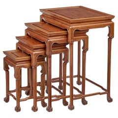 Retro Nest of 4 hardwood Chinese tables by mayfair and company