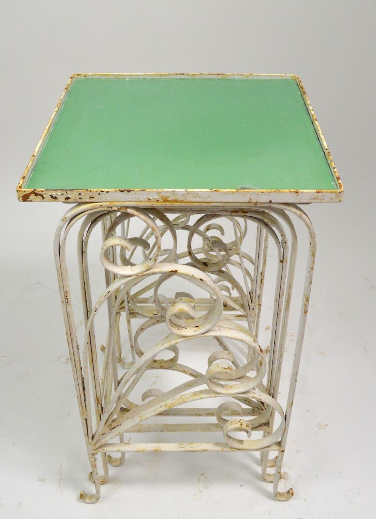 American Nest of  Art Deco Garden Patio Tables Attributed to Salterini