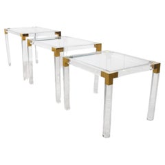 Nest of Brass and Lucite Tables, 1970s