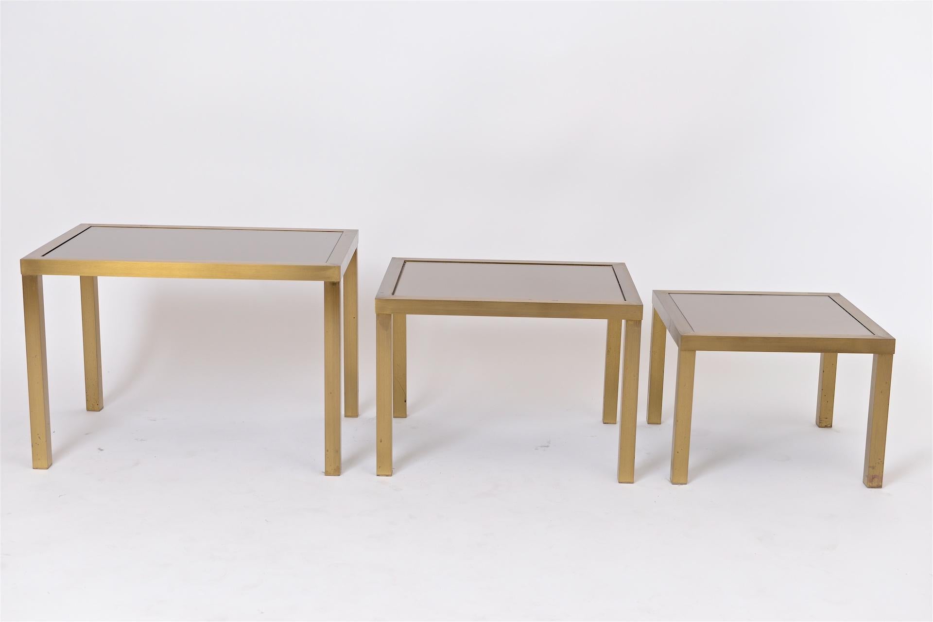 Mid-Century Modern Nest of Bronze and Brass Tables