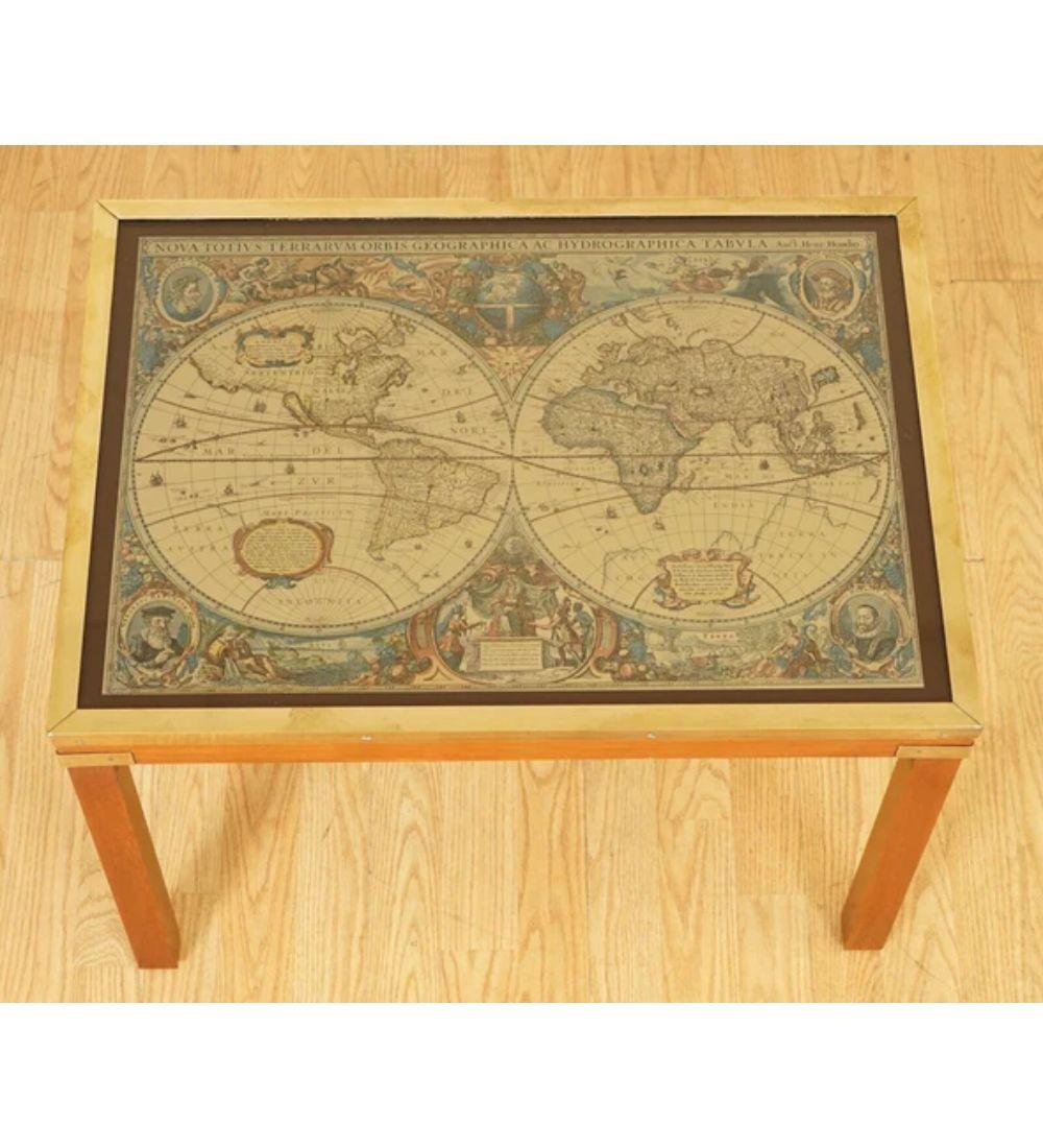 20th Century Nest of Coffee & Side Tables Military Campaign with World Maps For Sale