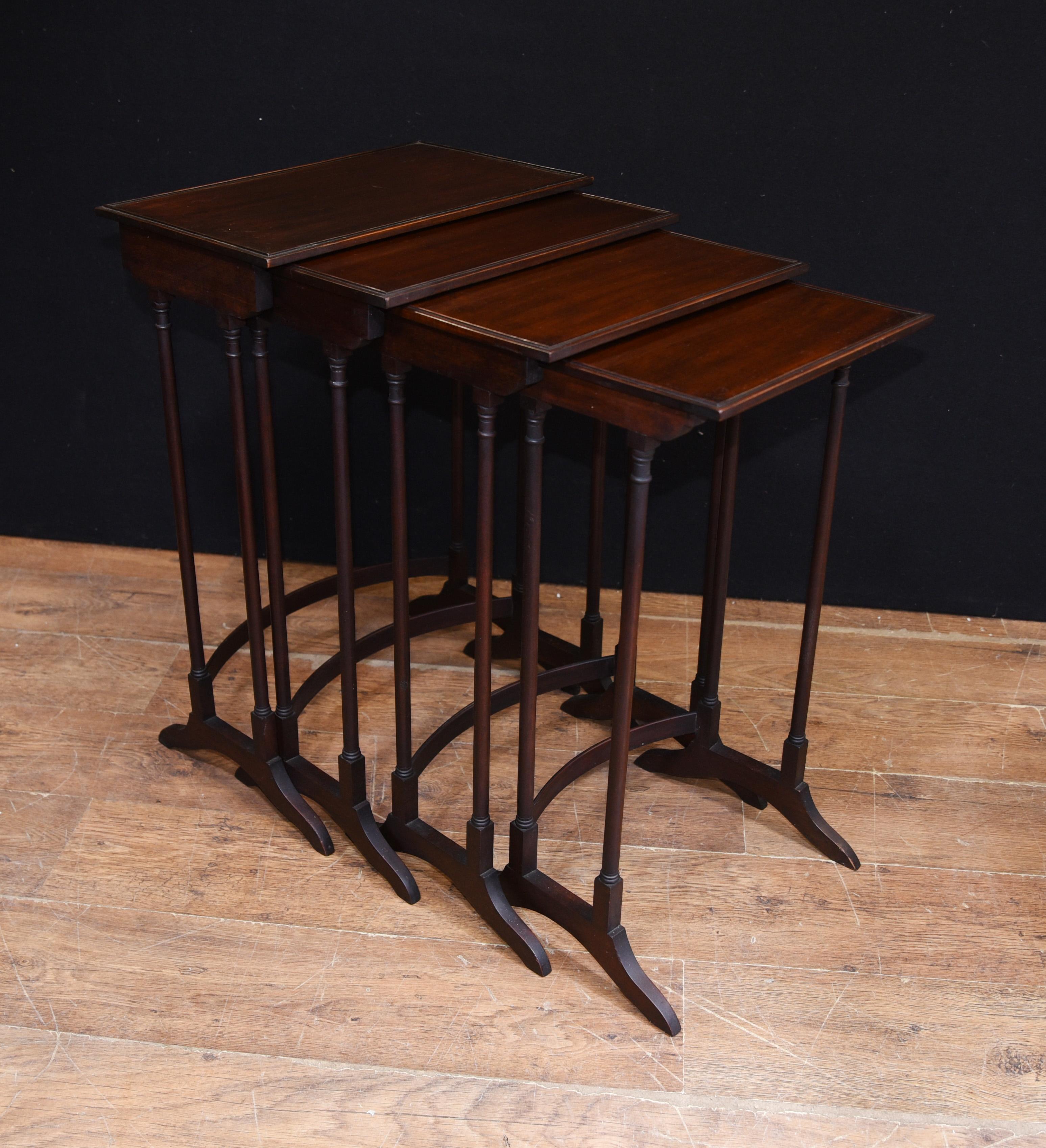Regency Quartetto nest of tables set four 

- English Regency nest of Quartetto tea tables 
- Set of four in mahogany 
- Great for a drinks party as you can pull them out as needed
- Viewings available by appointment
- Offered in great shape