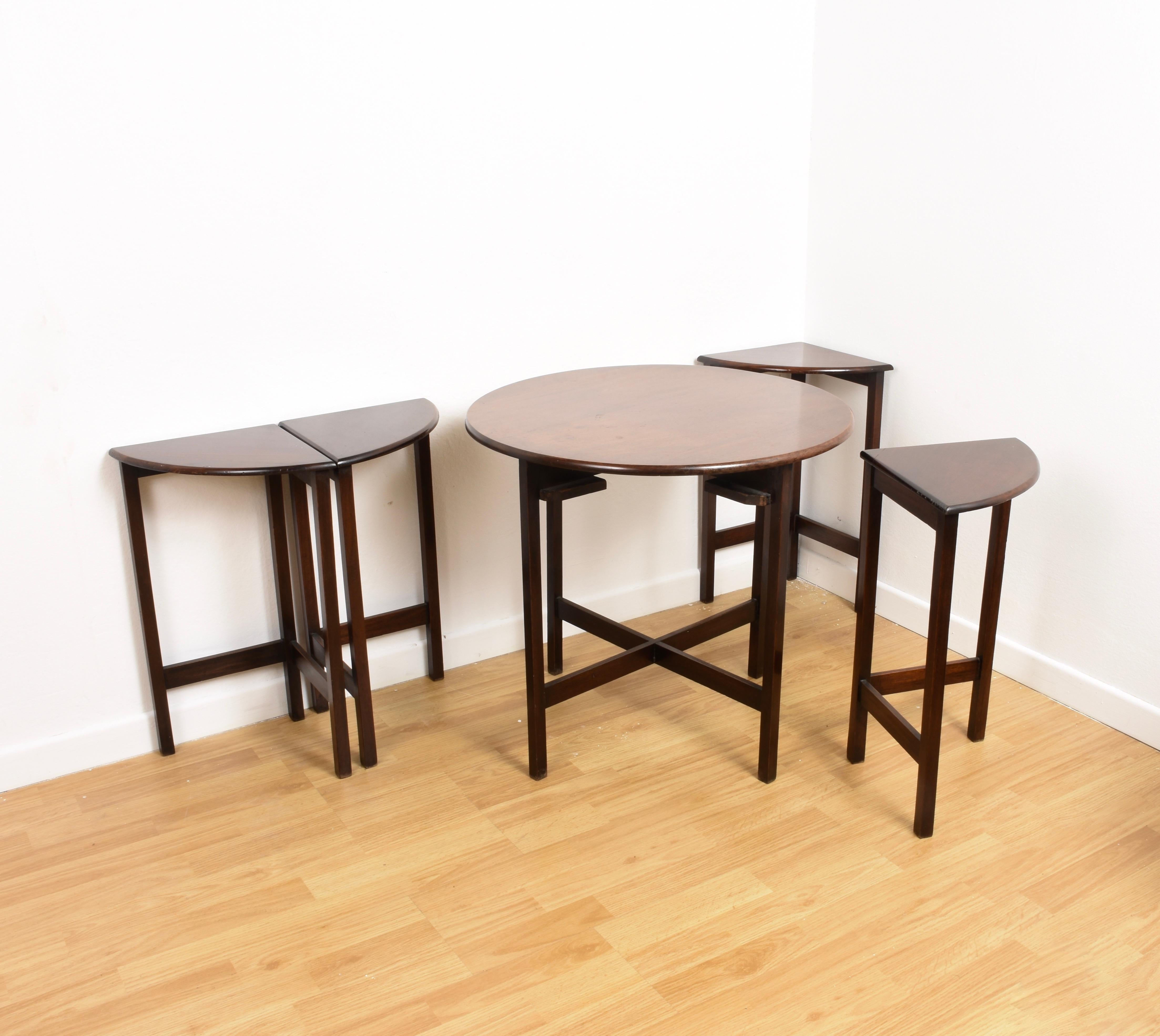 Nest of Five Vintage in Mahogany Tables, Italy, 1970s End Table 4