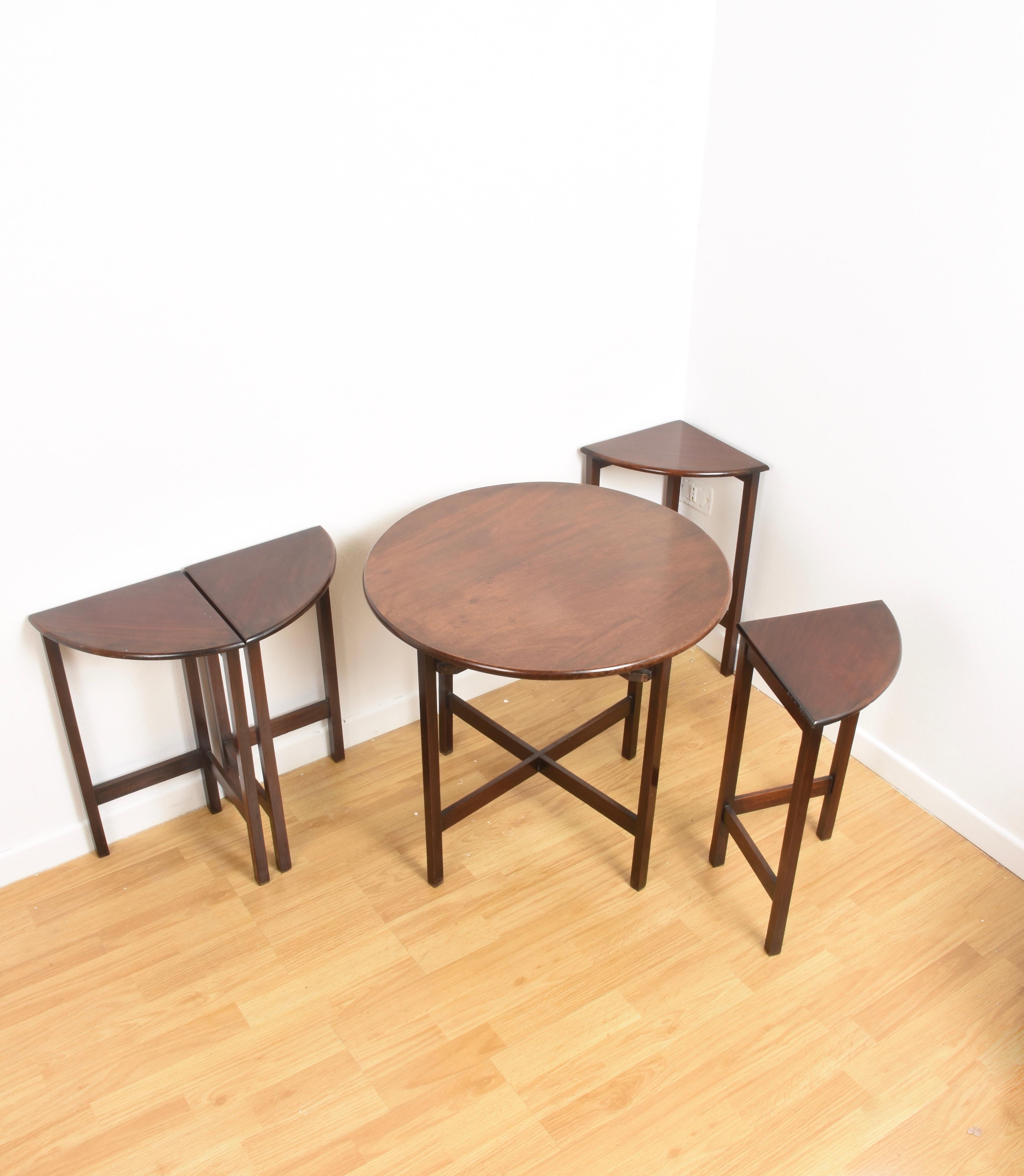 Nest of Five Vintage in Mahogany Tables, Italy, 1970s End Table 5