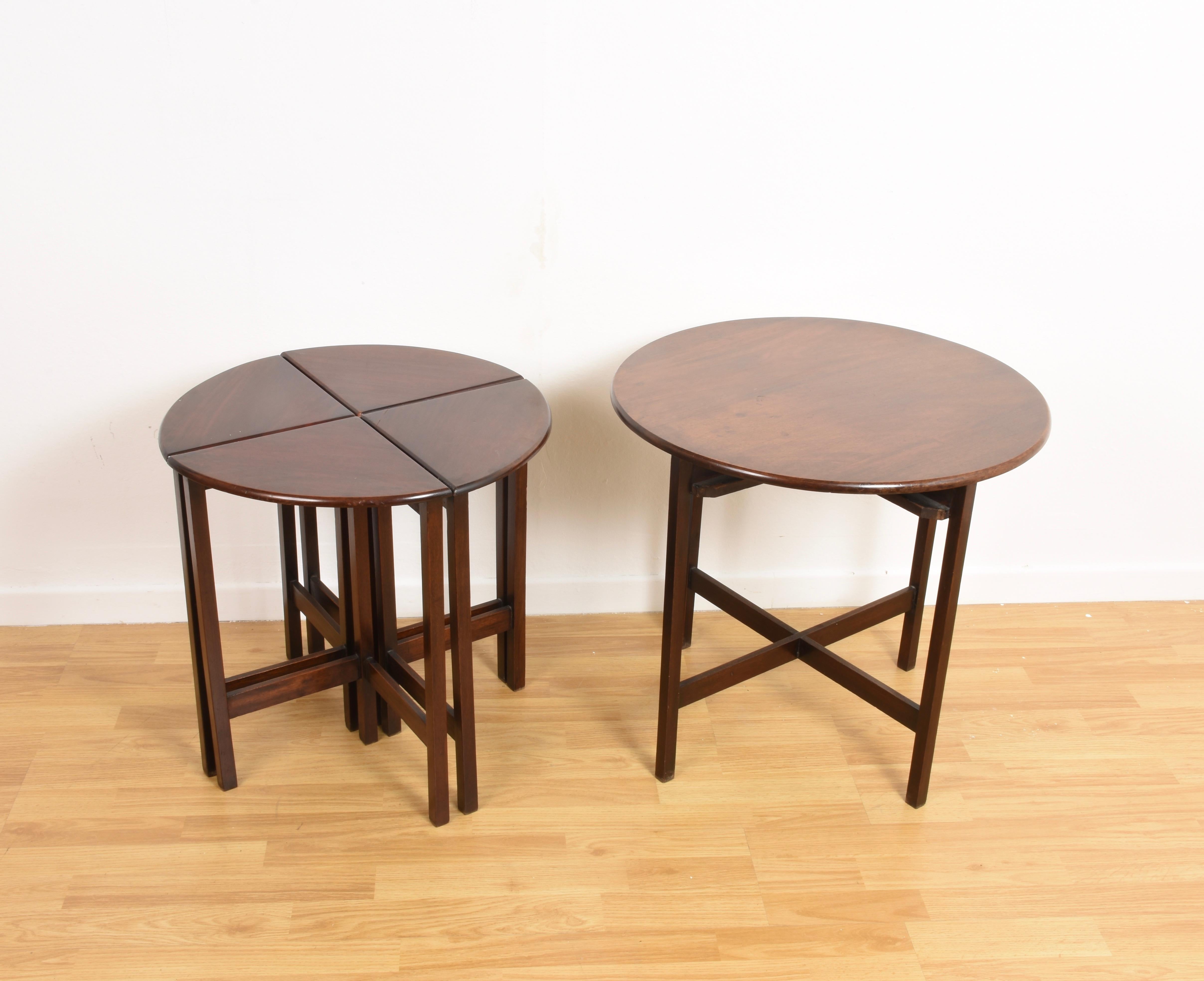 Nest of Five Vintage in Mahogany Tables, Italy, 1970s End Table 6