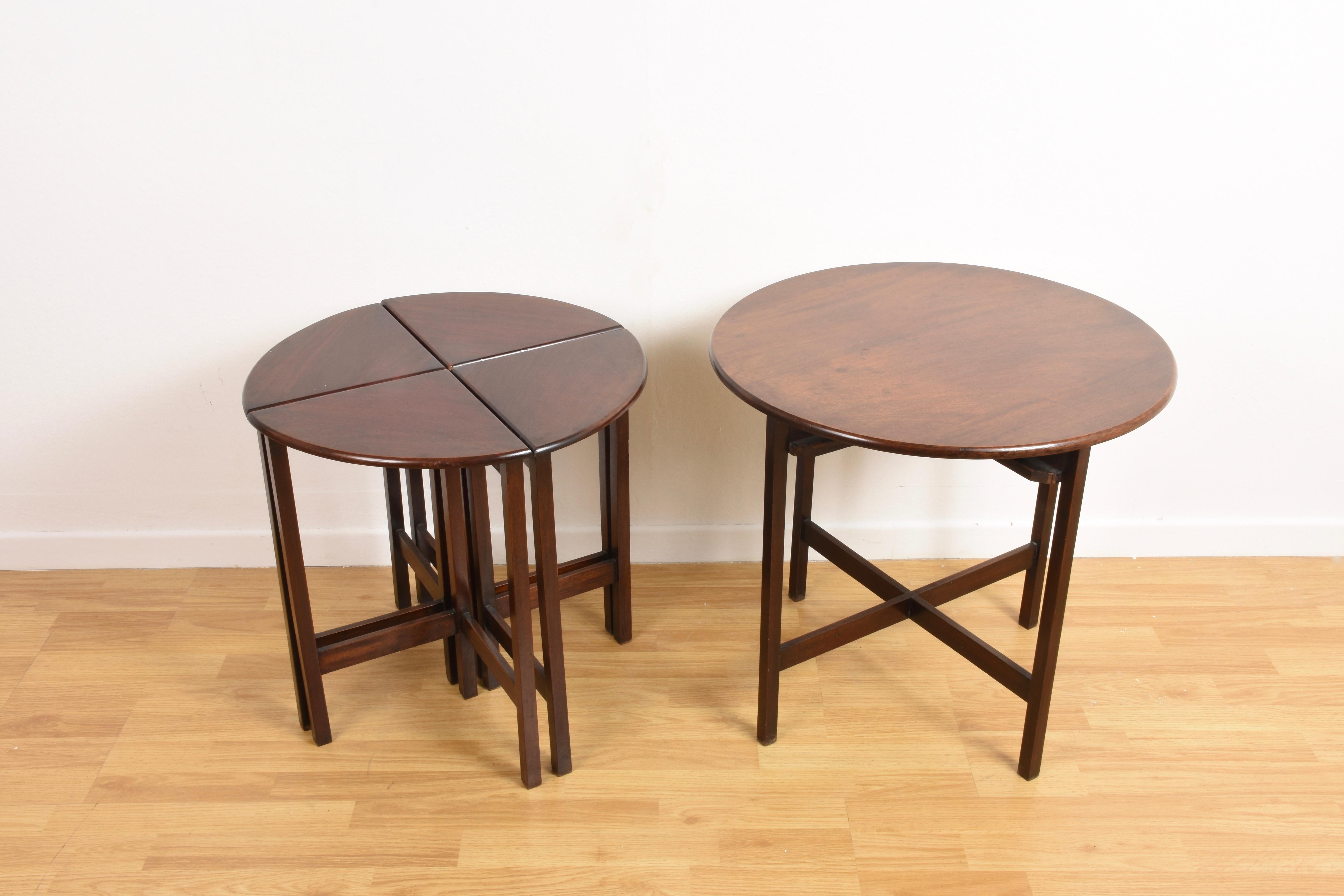 Nest of Five Vintage in Mahogany Tables, Italy, 1970s End Table 7