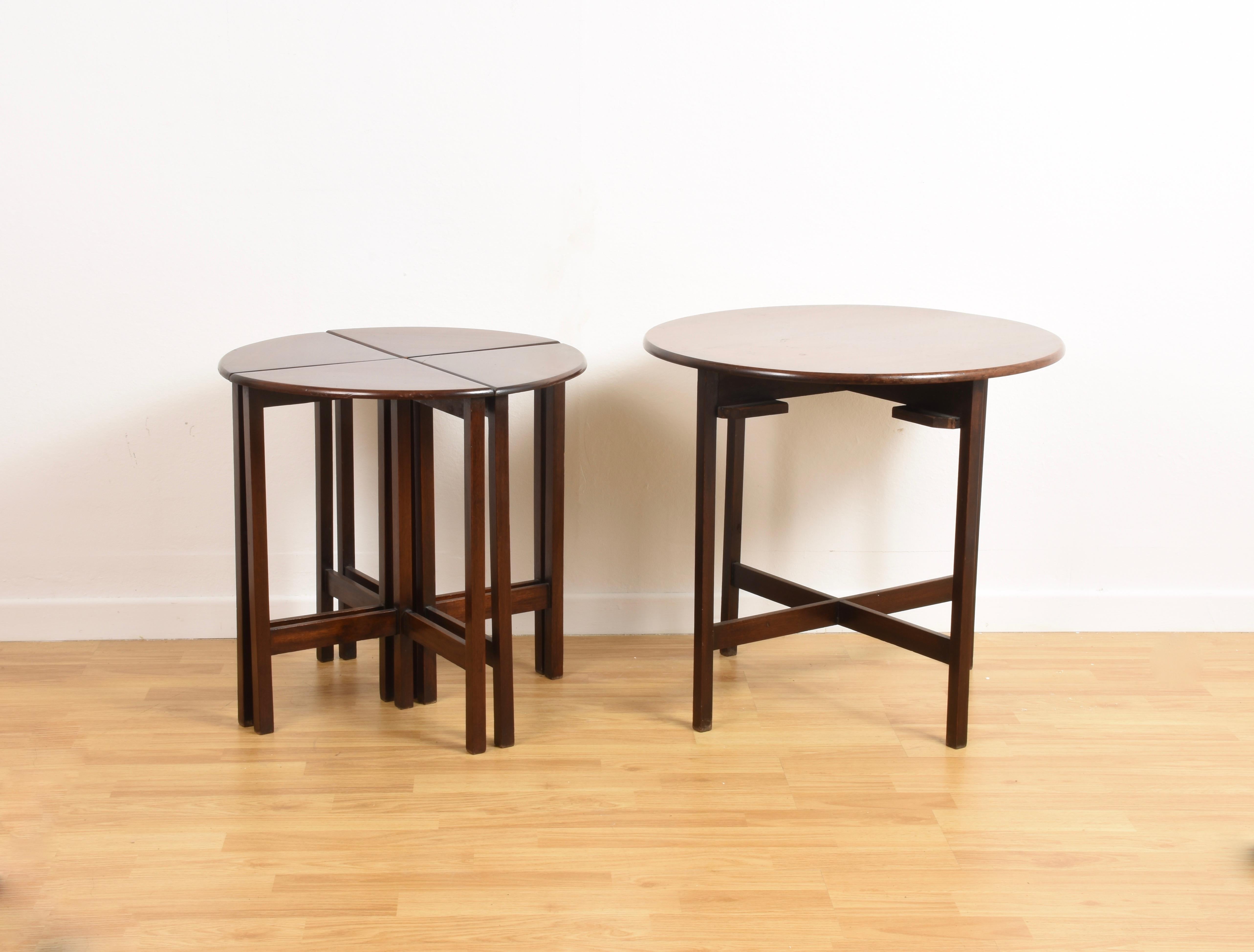 Nest of Five Vintage in Mahogany Tables, Italy, 1970s End Table 8