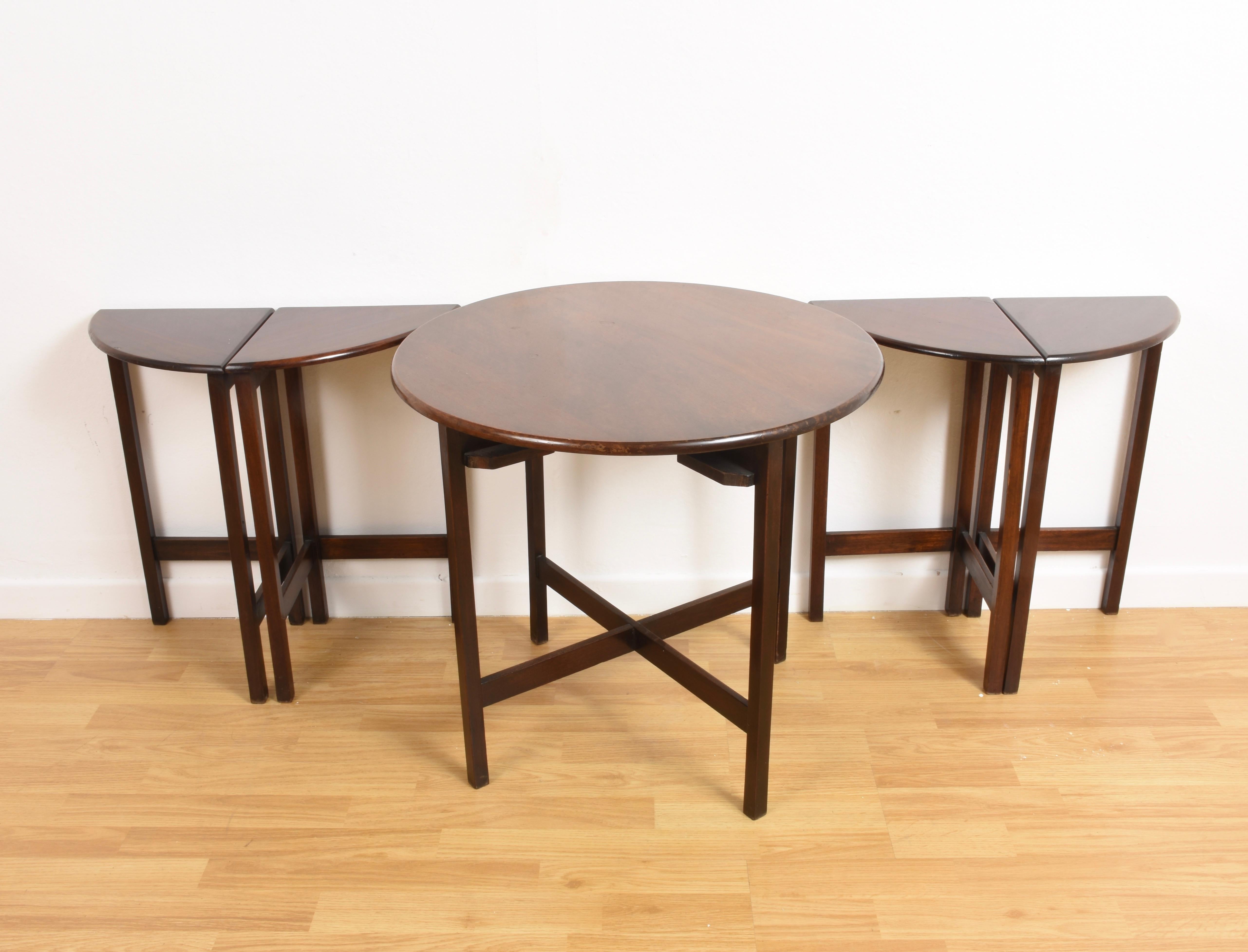 Nest of Five Vintage in Mahogany Tables, Italy, 1970s End Table 11