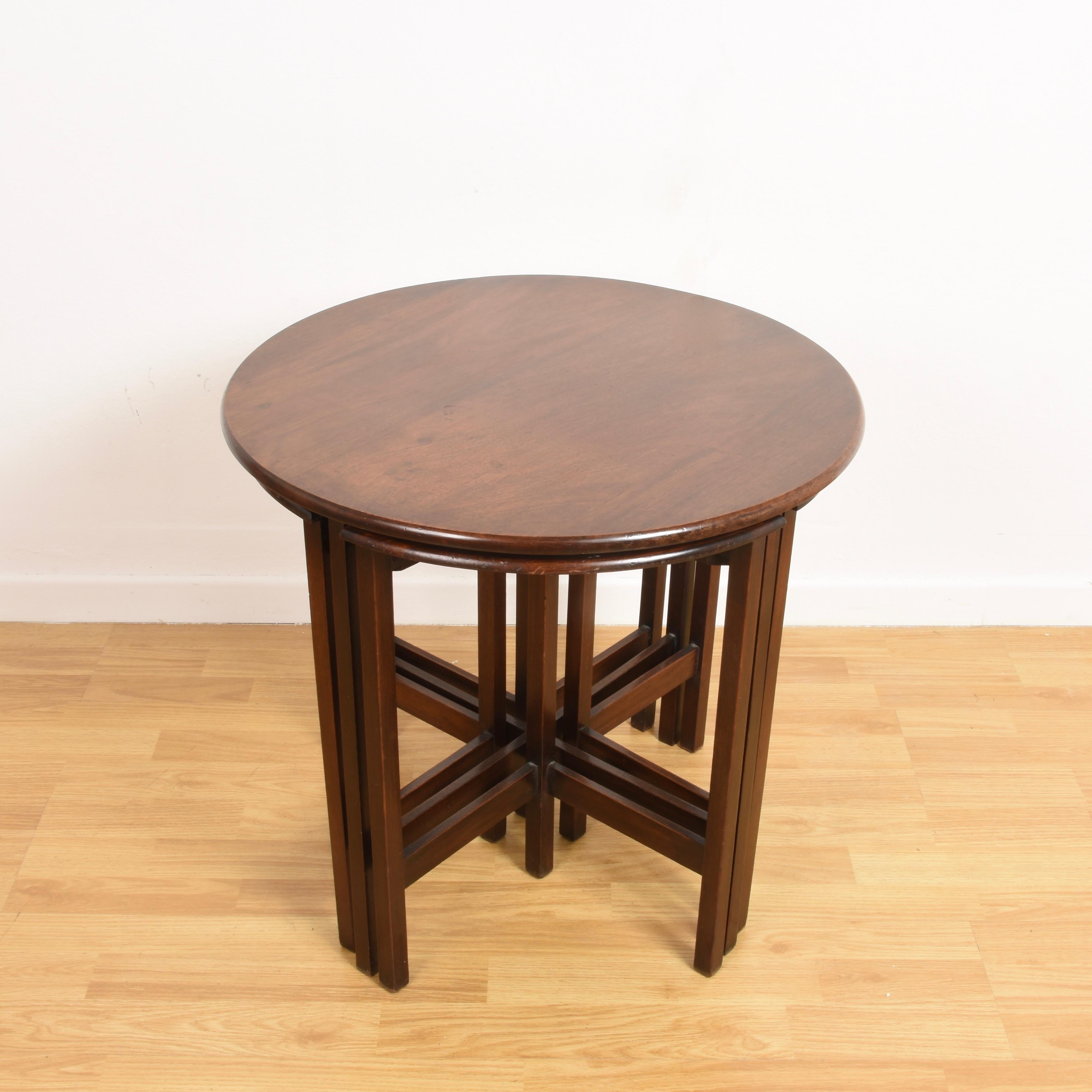 A stylish nest of 5 vintage mahogany tables dating from circa 1970s.