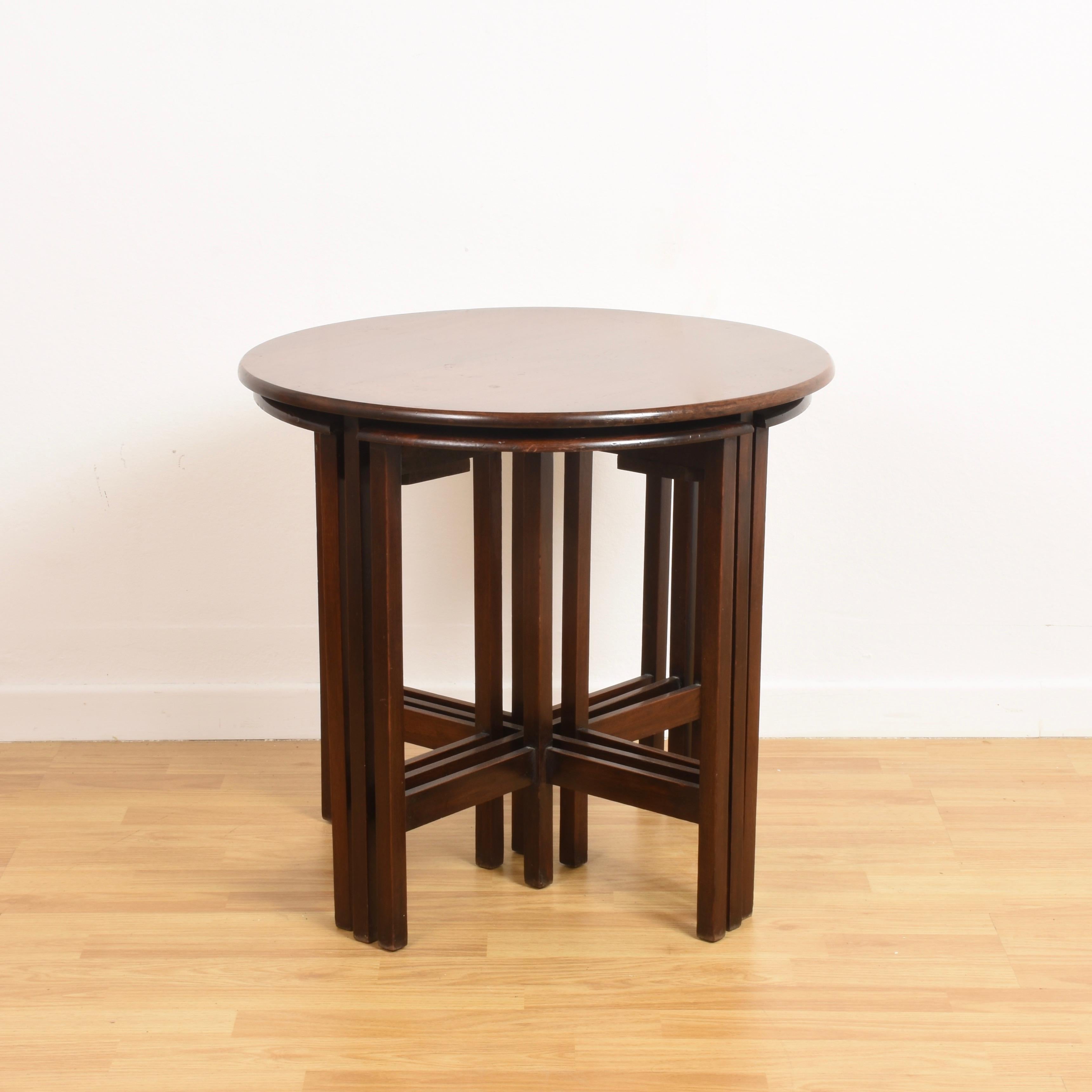Italian Nest of Five Vintage in Mahogany Tables, Italy, 1970s End Table