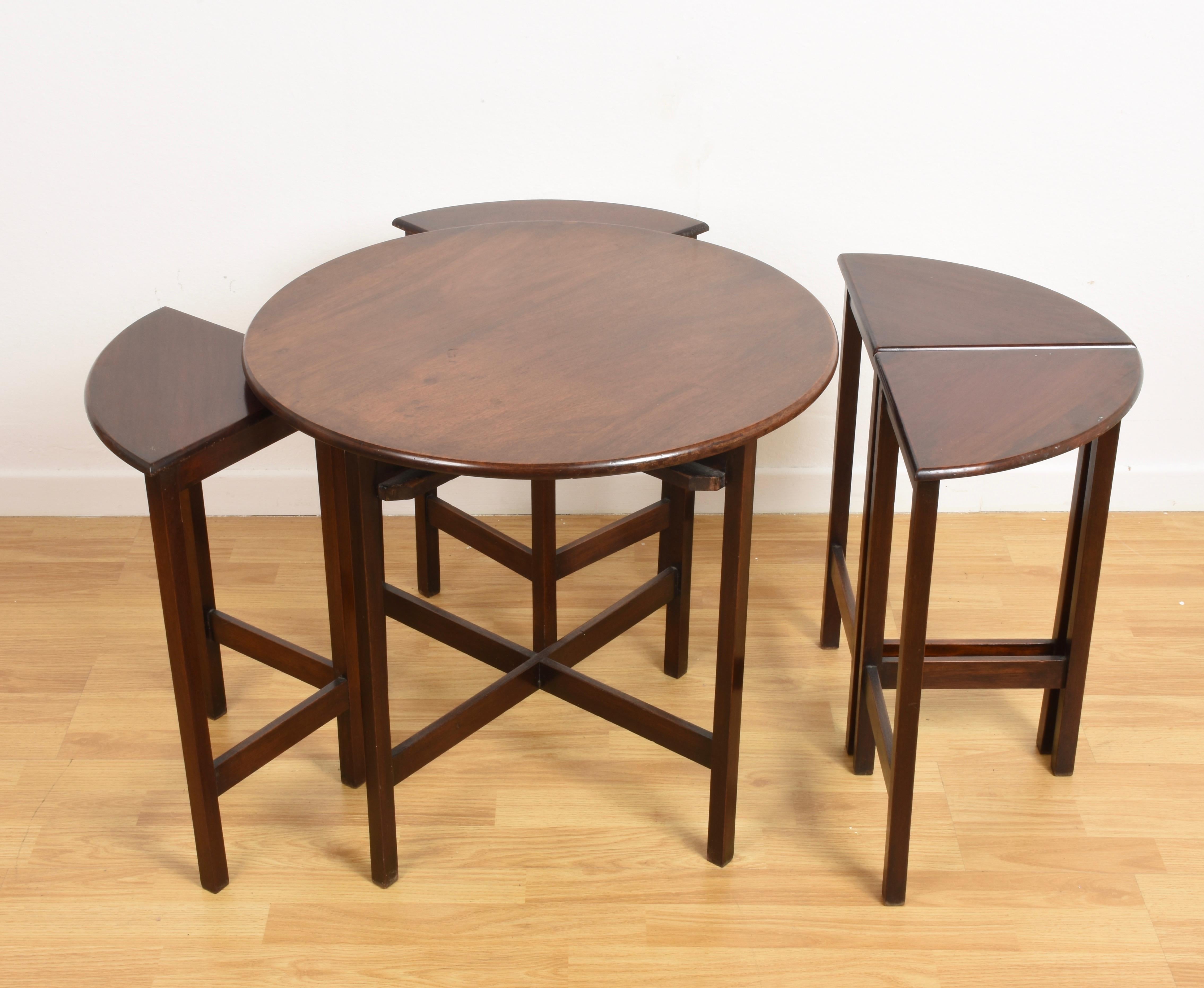 Late 20th Century Nest of Five Vintage in Mahogany Tables, Italy, 1970s End Table