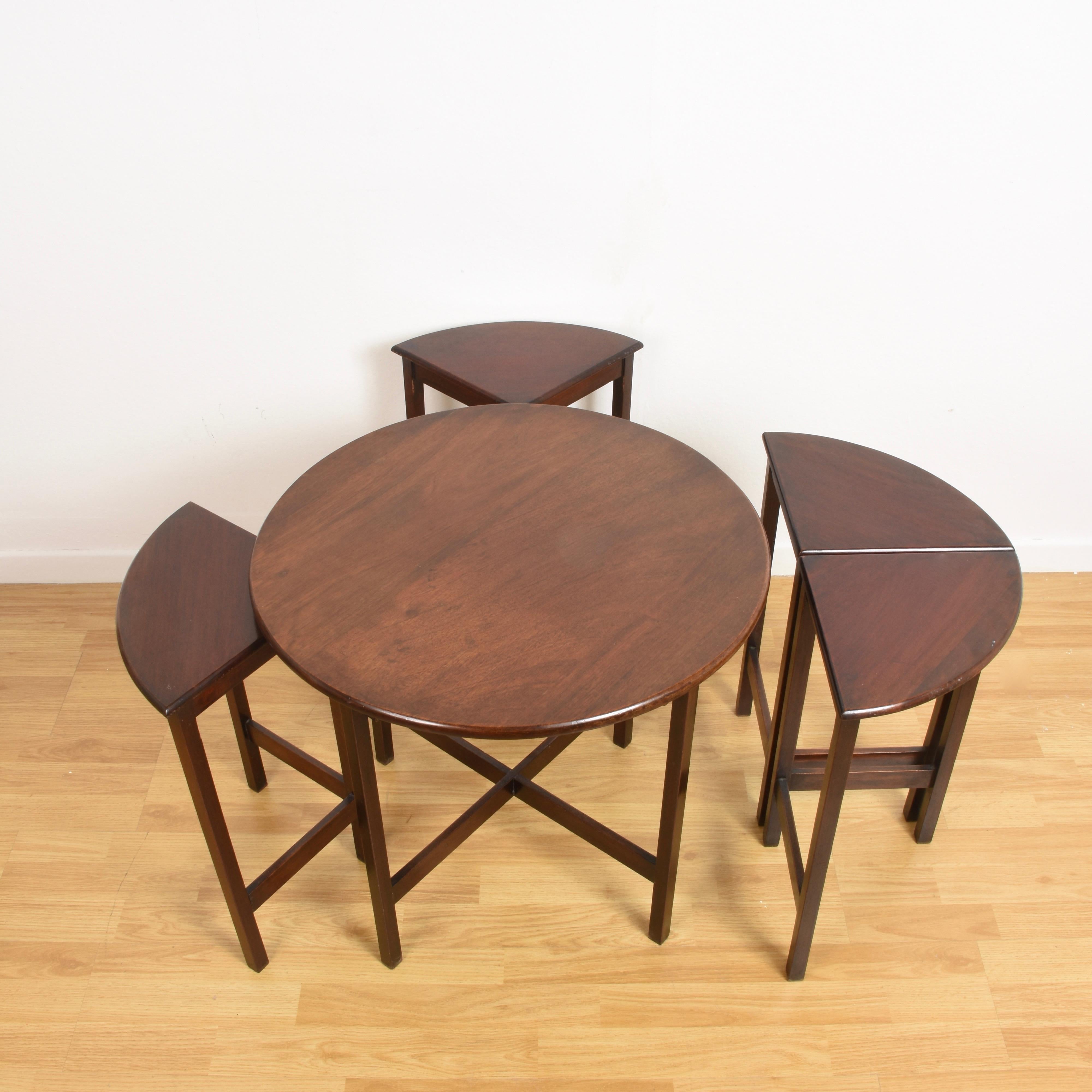 Nest of Five Vintage in Mahogany Tables, Italy, 1970s End Table 2