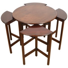 Nest of Five Vintage in Mahogany Tables, Italy, 1970s End Table