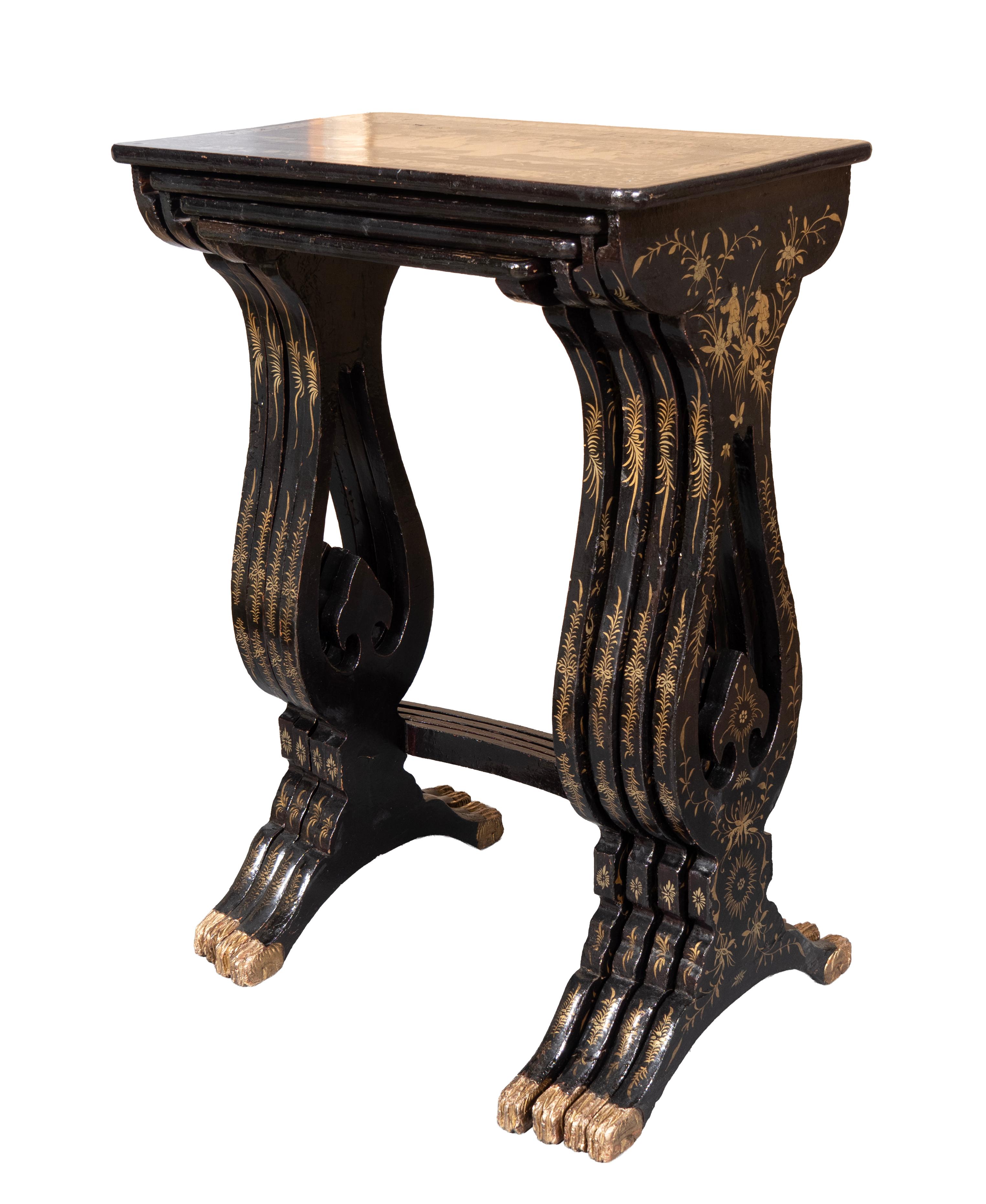 Nest Of Four Chinese Export Lacquer Tables For Sale 5