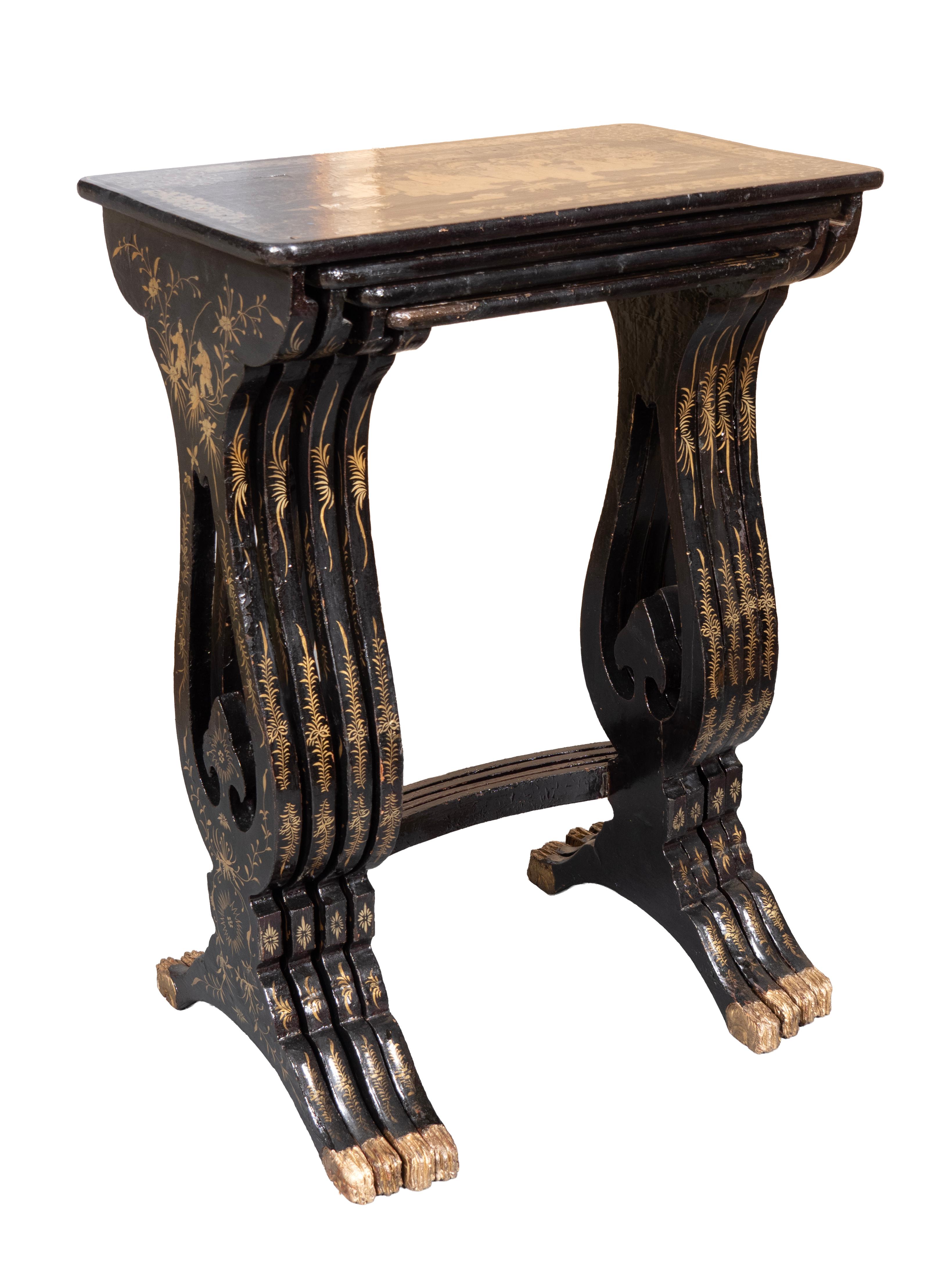 Nest Of Four Chinese Export Lacquer Tables For Sale 4