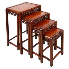 Antique Nest of Four Chinese Hardwood Tables, 19th Century