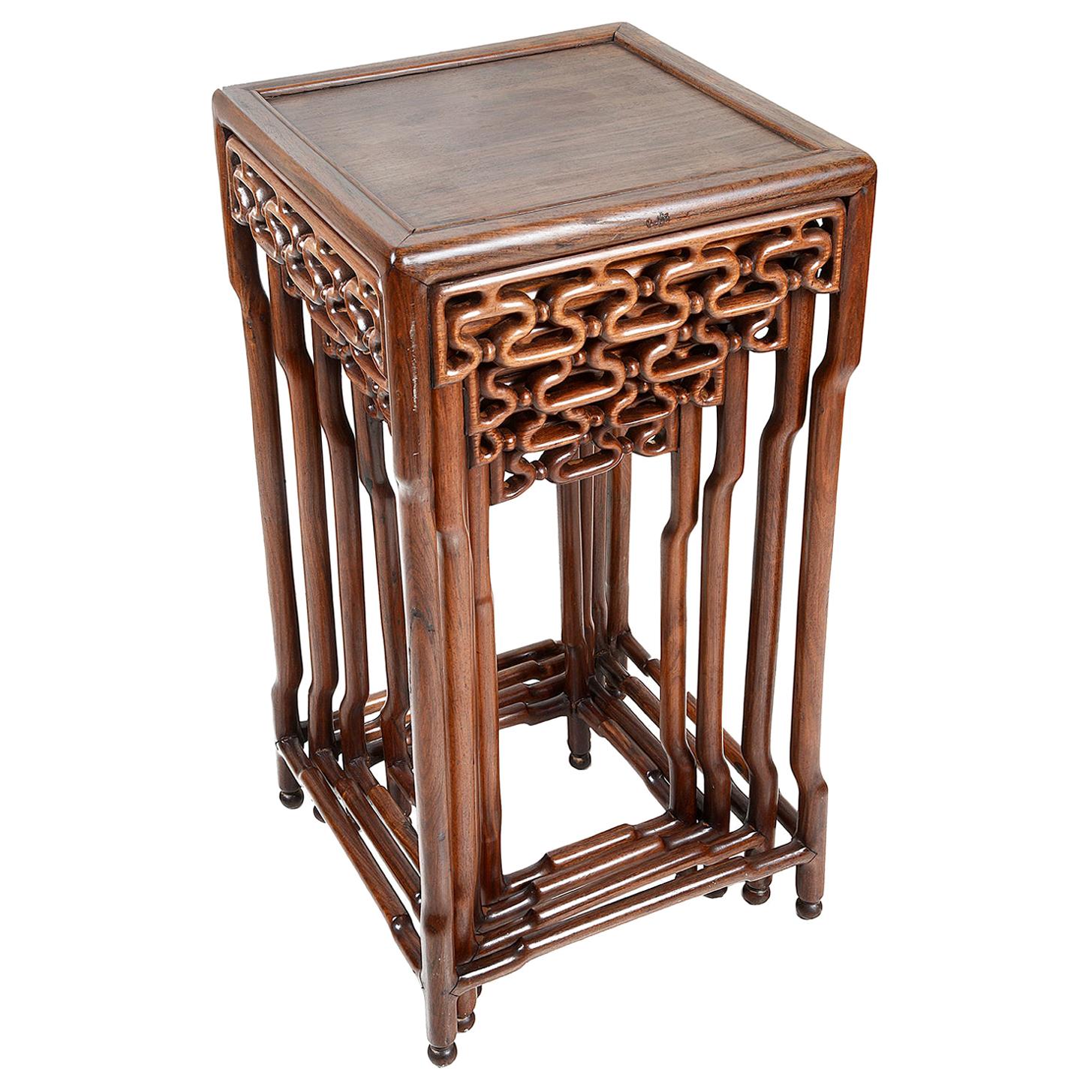 Nest of Four Chinese Hardwood Tables, Late 19th Century