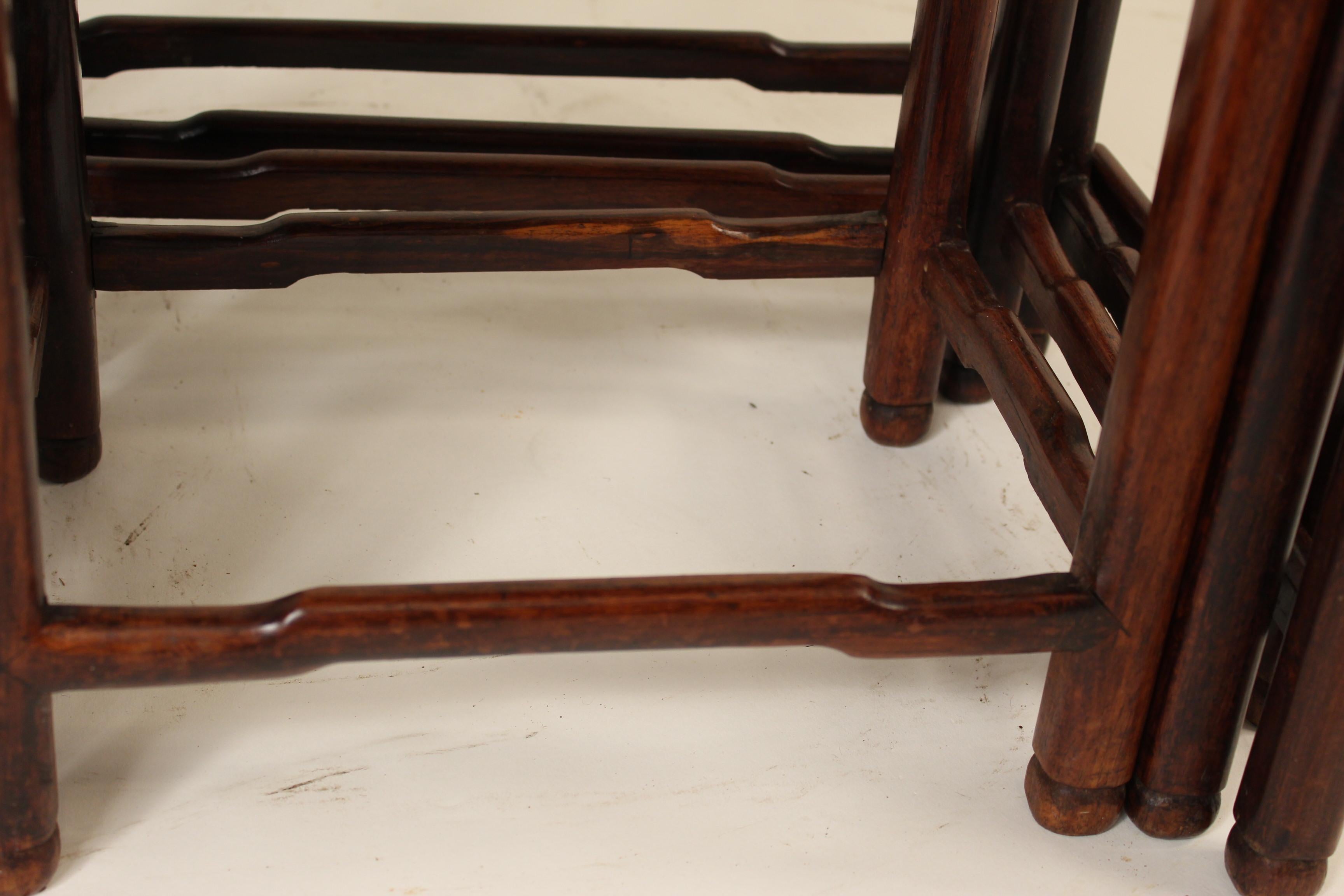 Nest of Four Chinese Teak Wood Tables 4